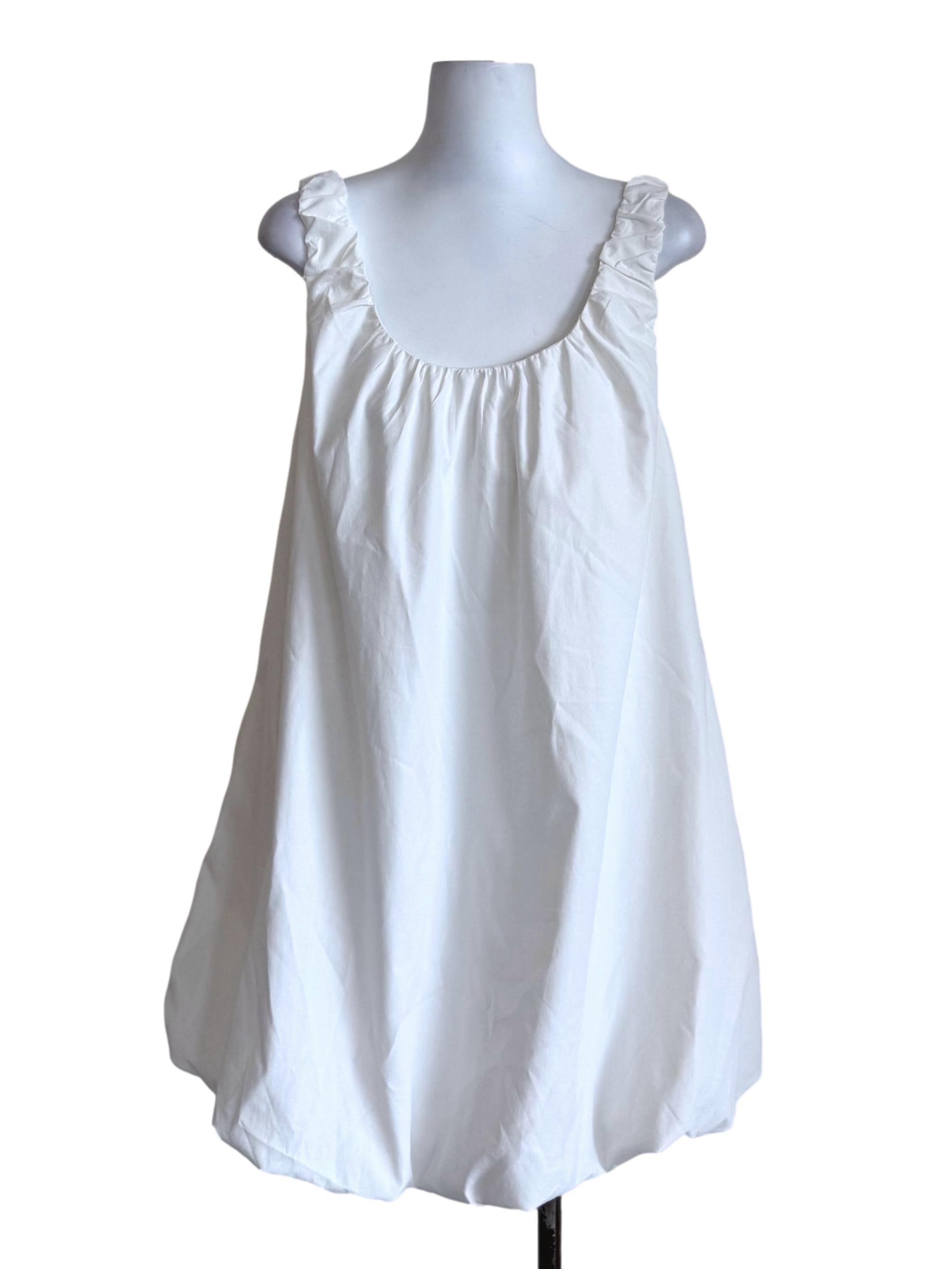 White Flower Bud Baggy Dress