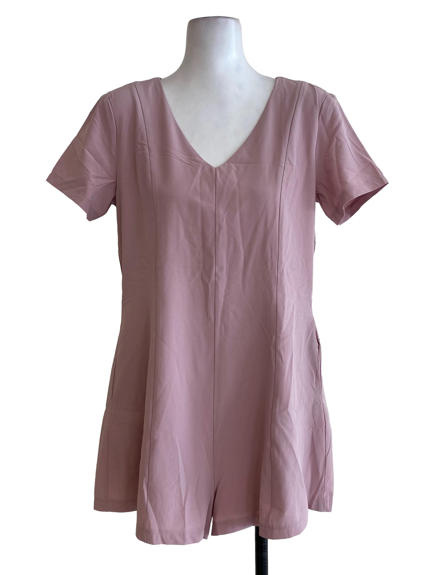 Pink V Neck Rompers