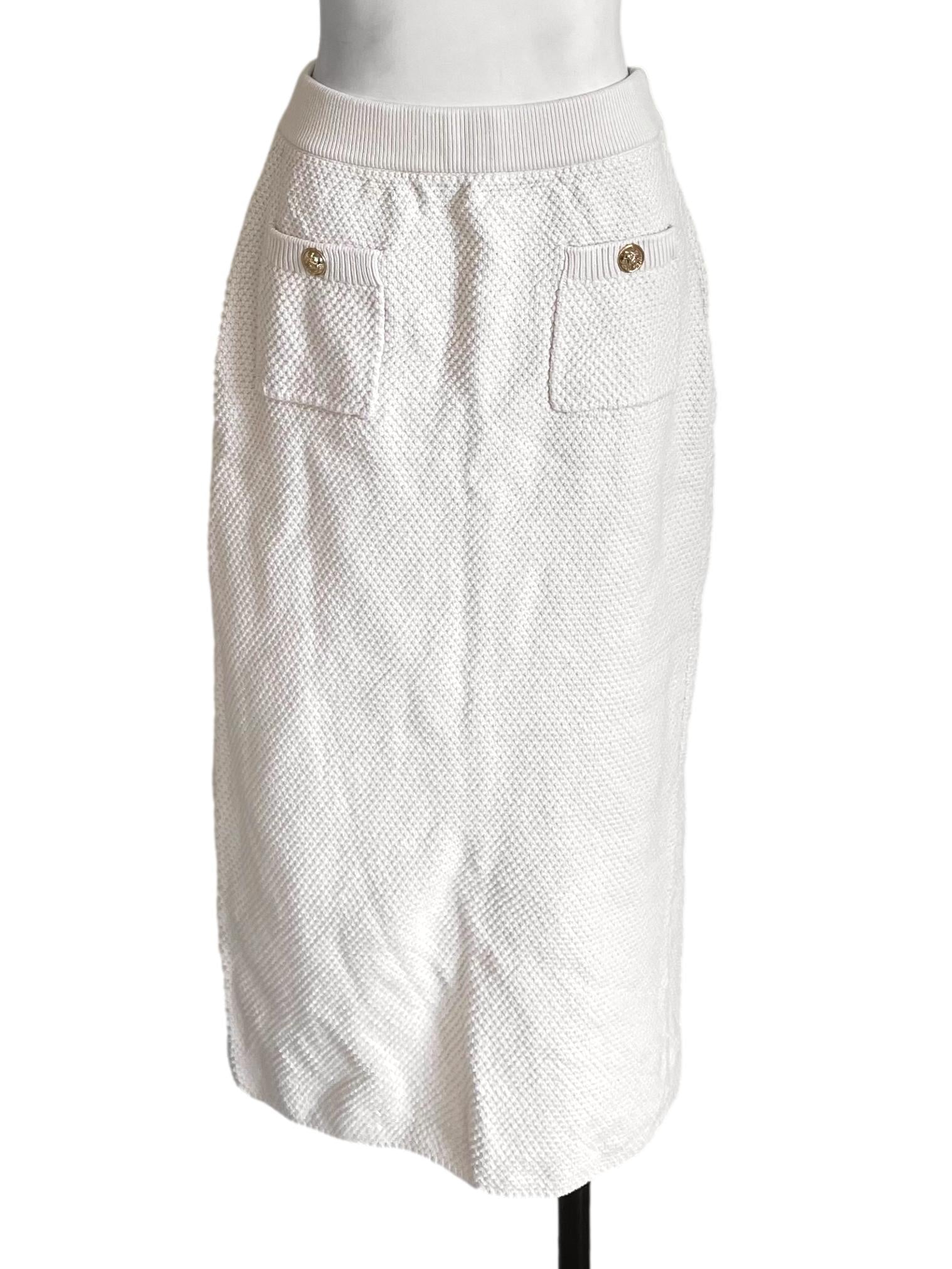 Alabaster Tweed Front Pocket Pencil Skirt LB