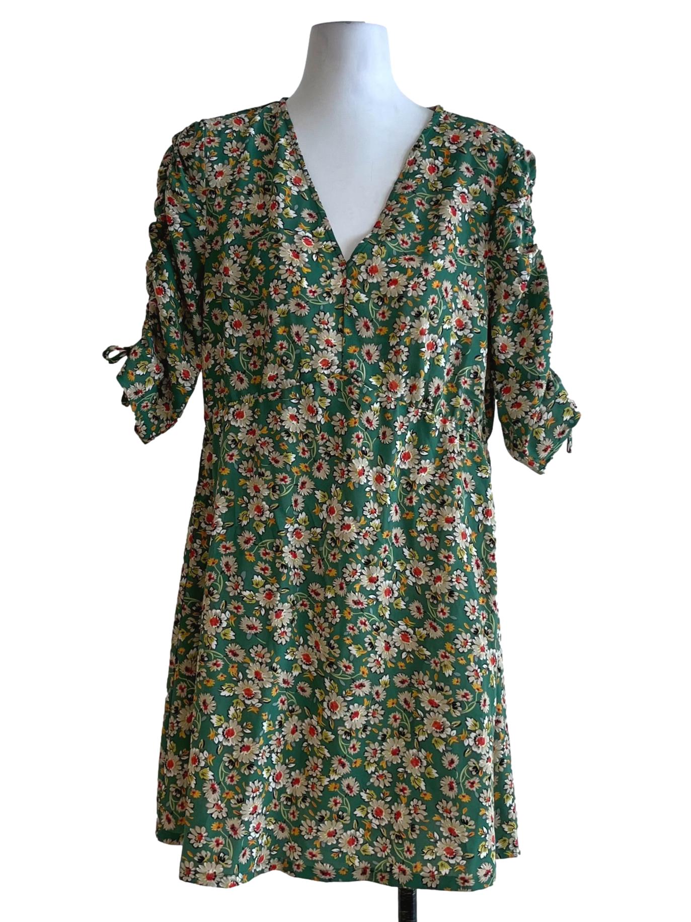 Fern Green Floral Empire Dress