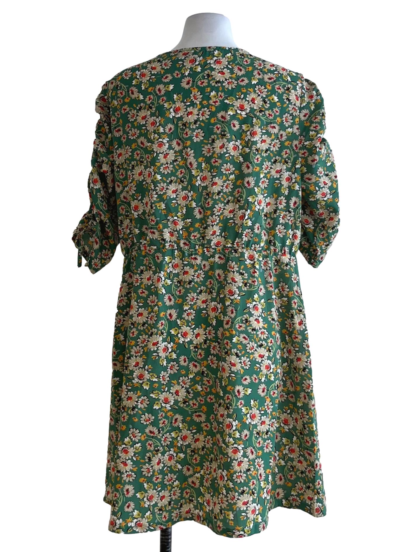 Fern Green Floral Empire Dress