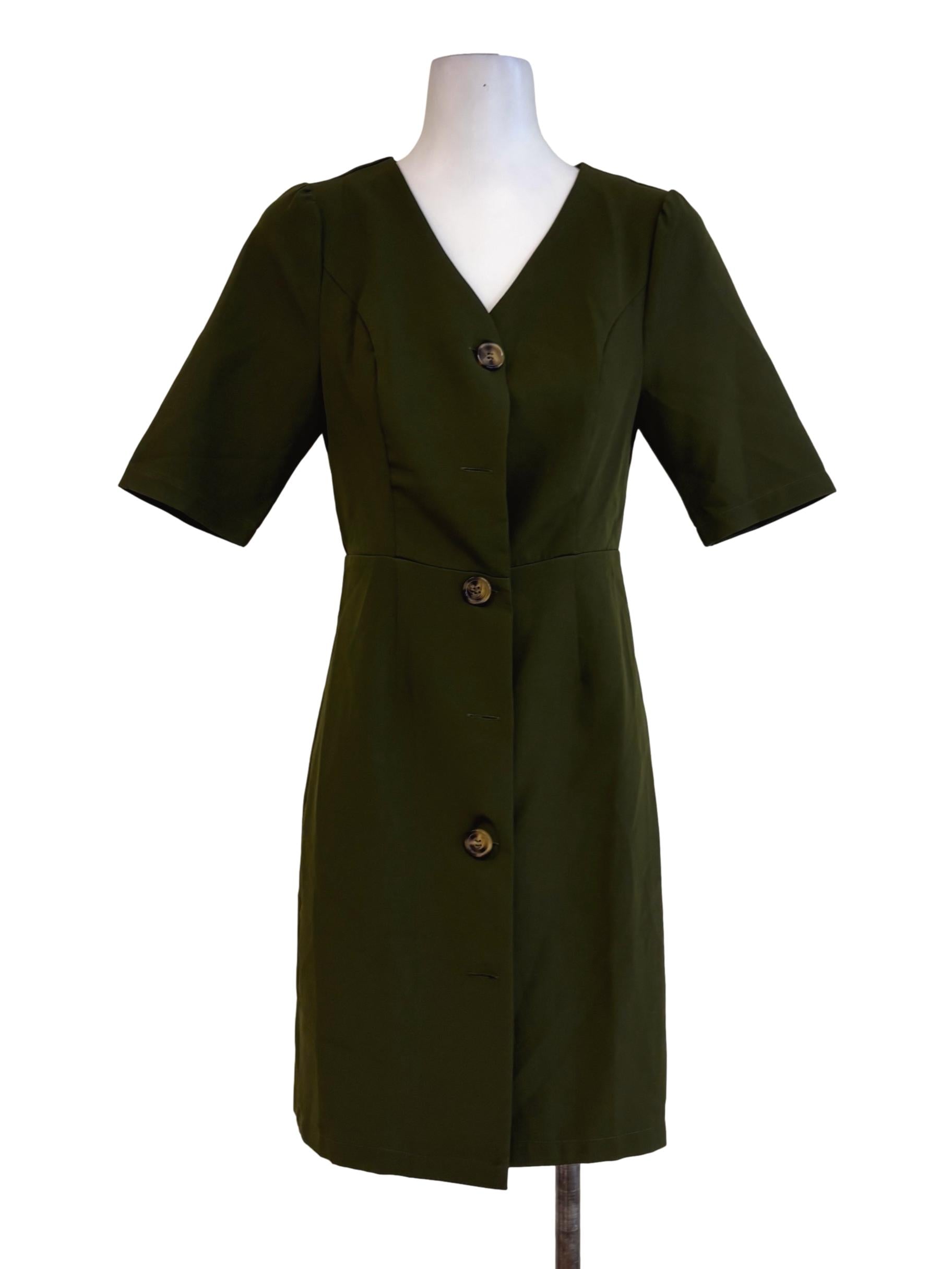 Crocodile Green Buttoned Dress
