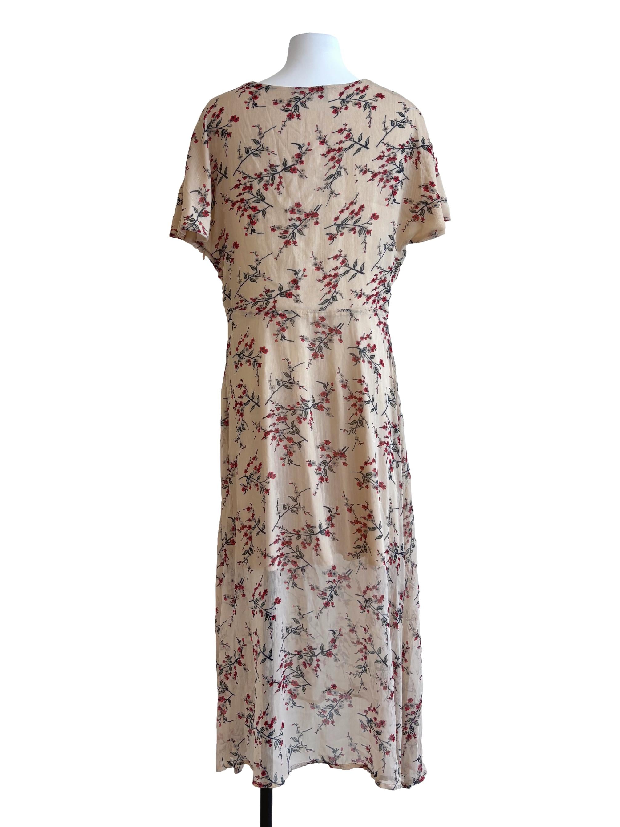 Almond Plunged Neck Printed Shift Dress