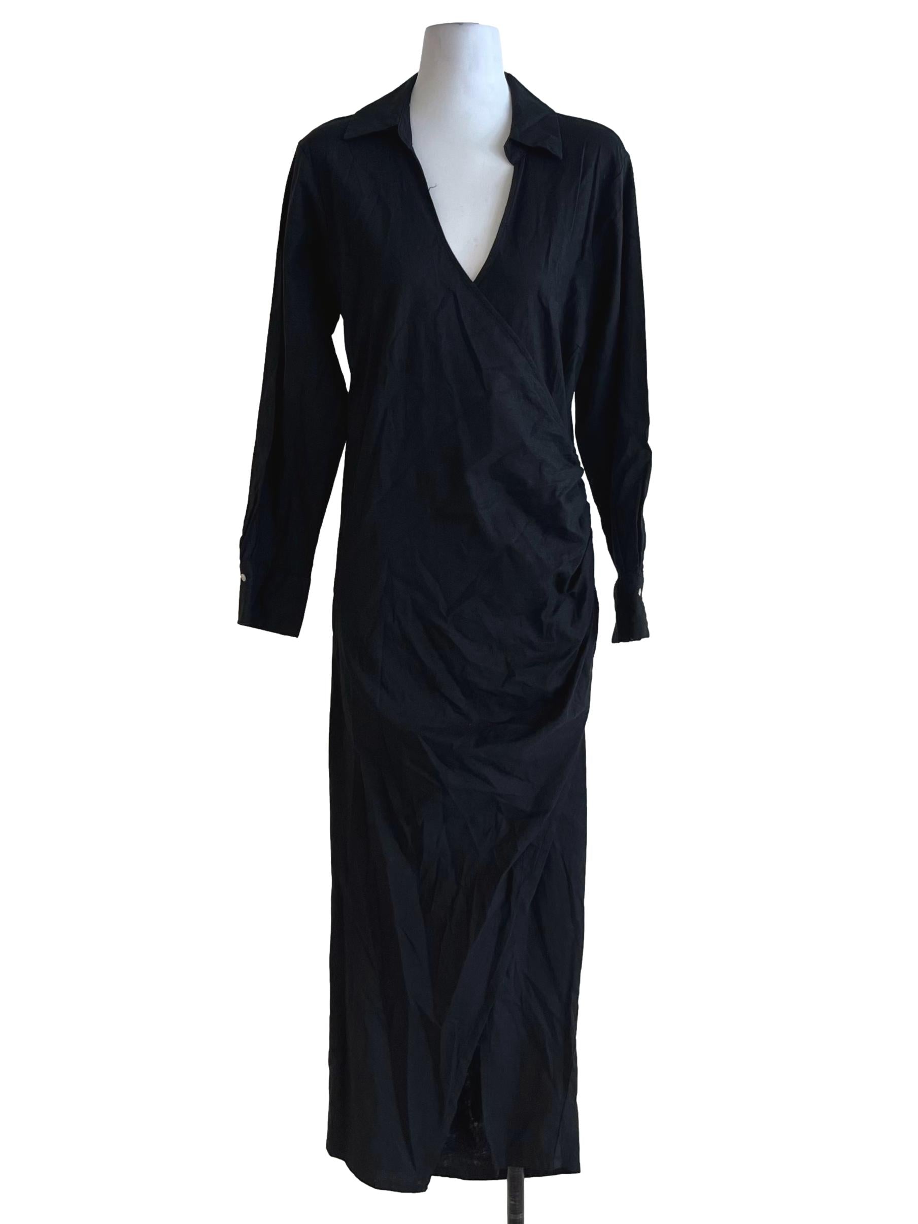 Black Wing Collar Empire Dress