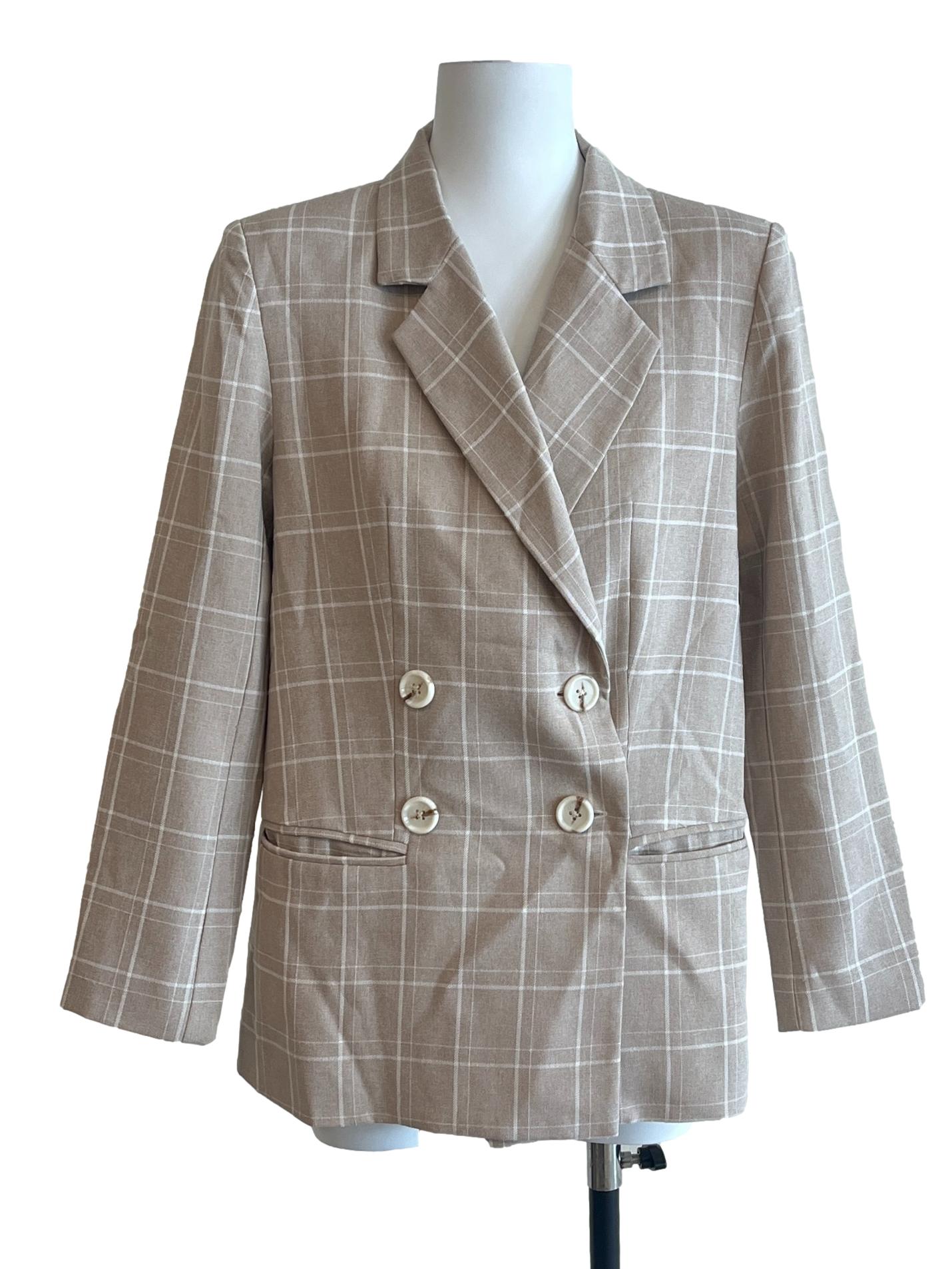 Cream Brown V-Line Blazer LB