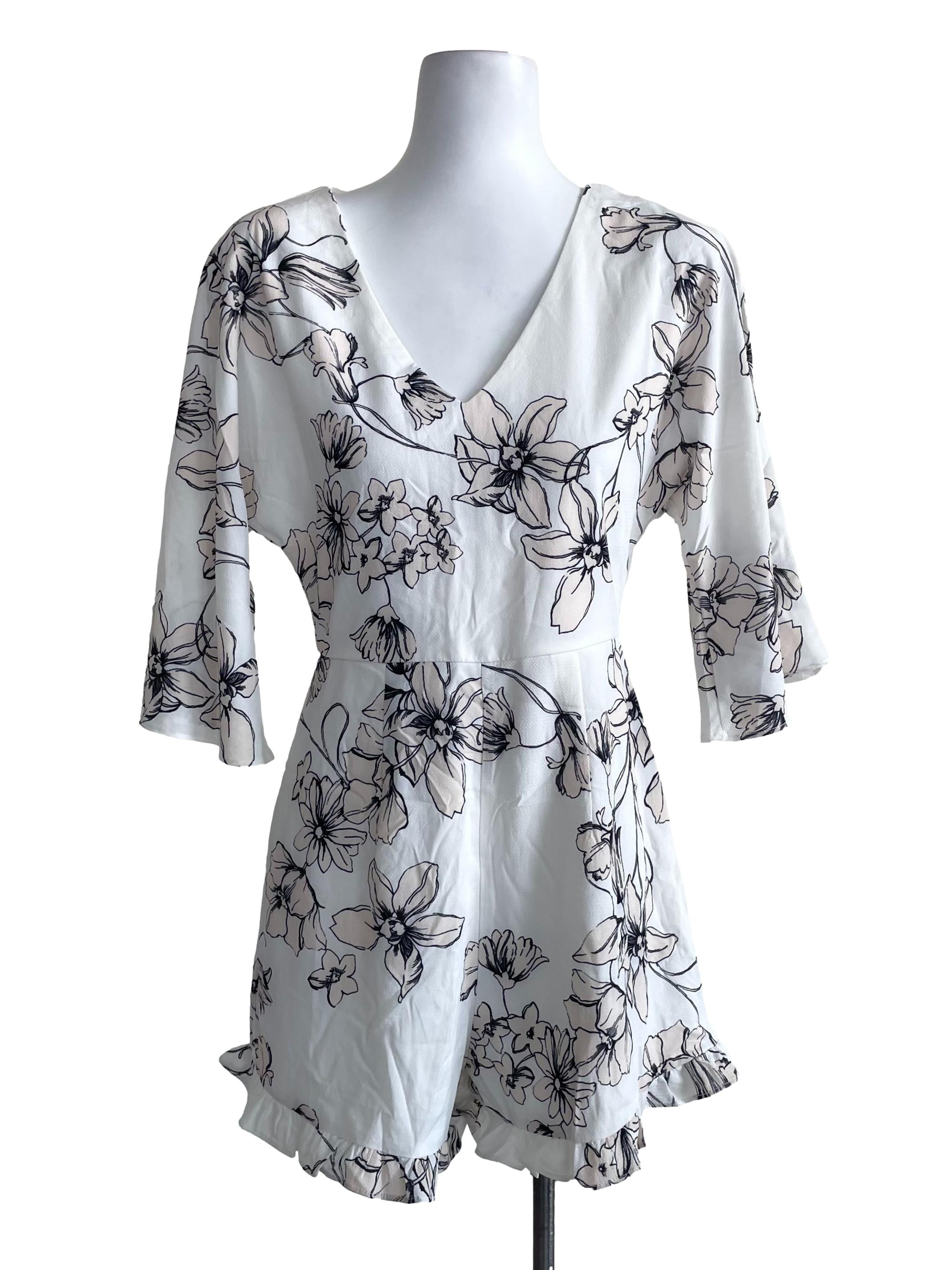 White Floral Romper