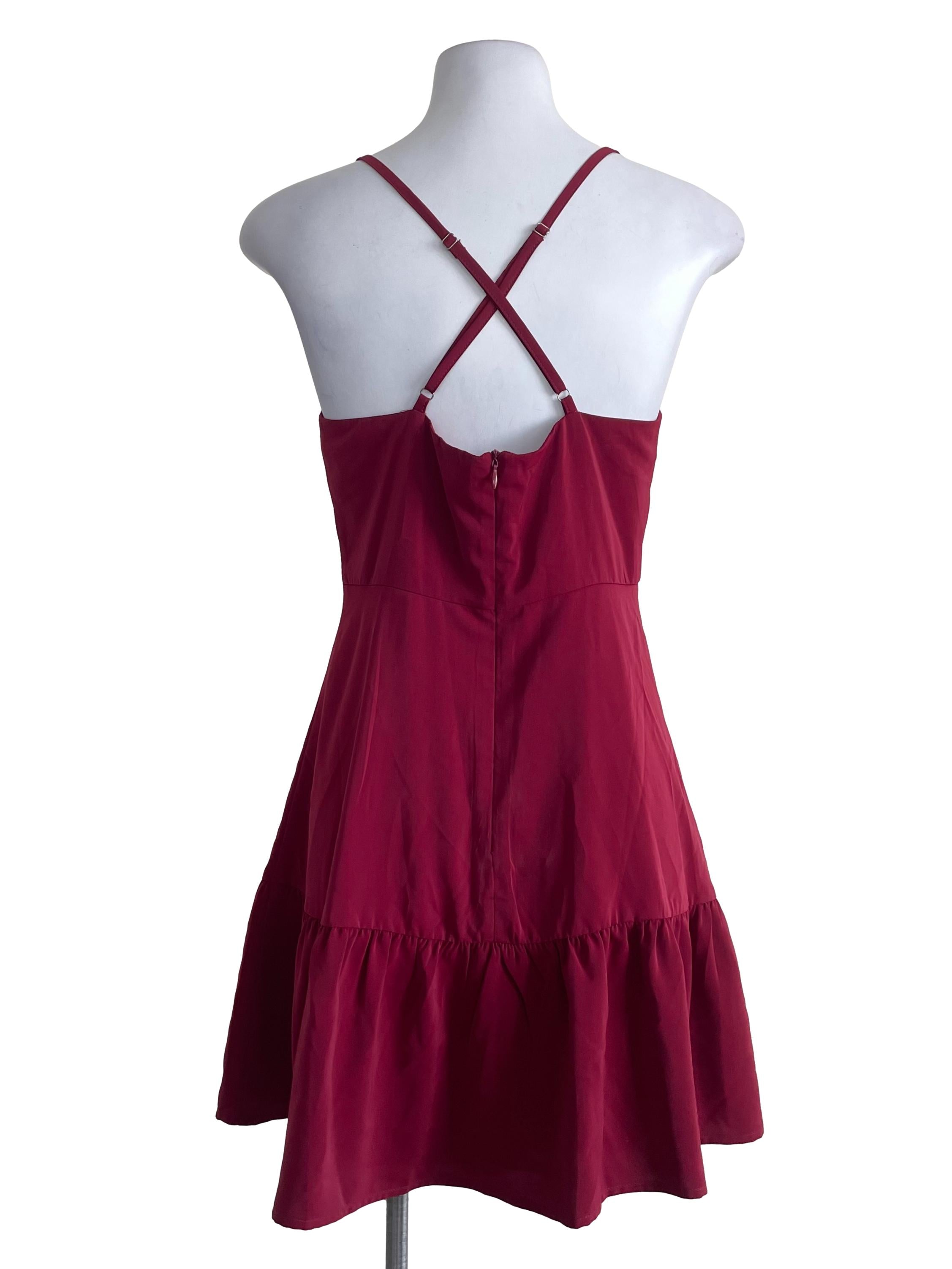 Red Yoke Waist Dress