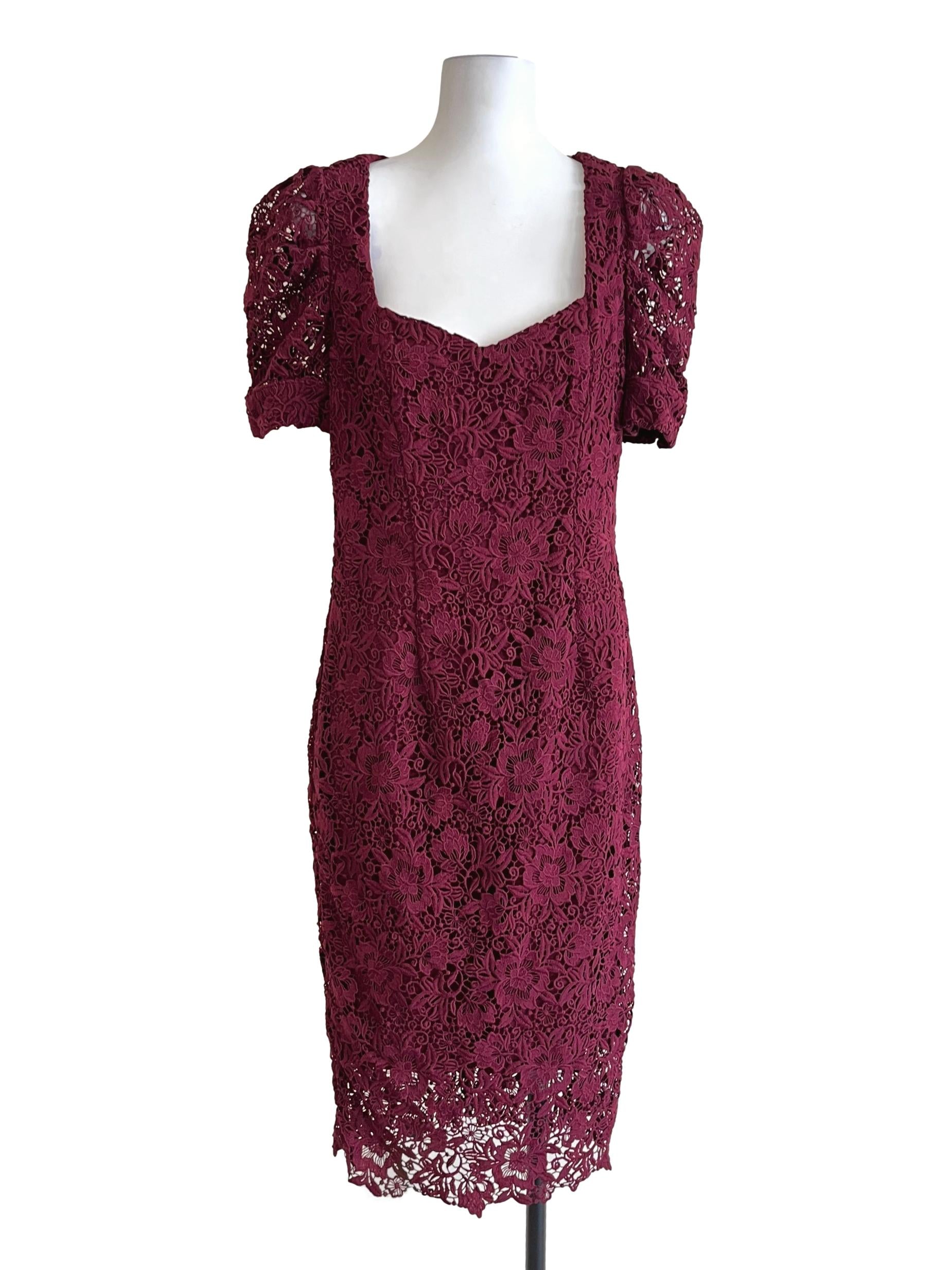 Wine Red Lace Bodycon Dress