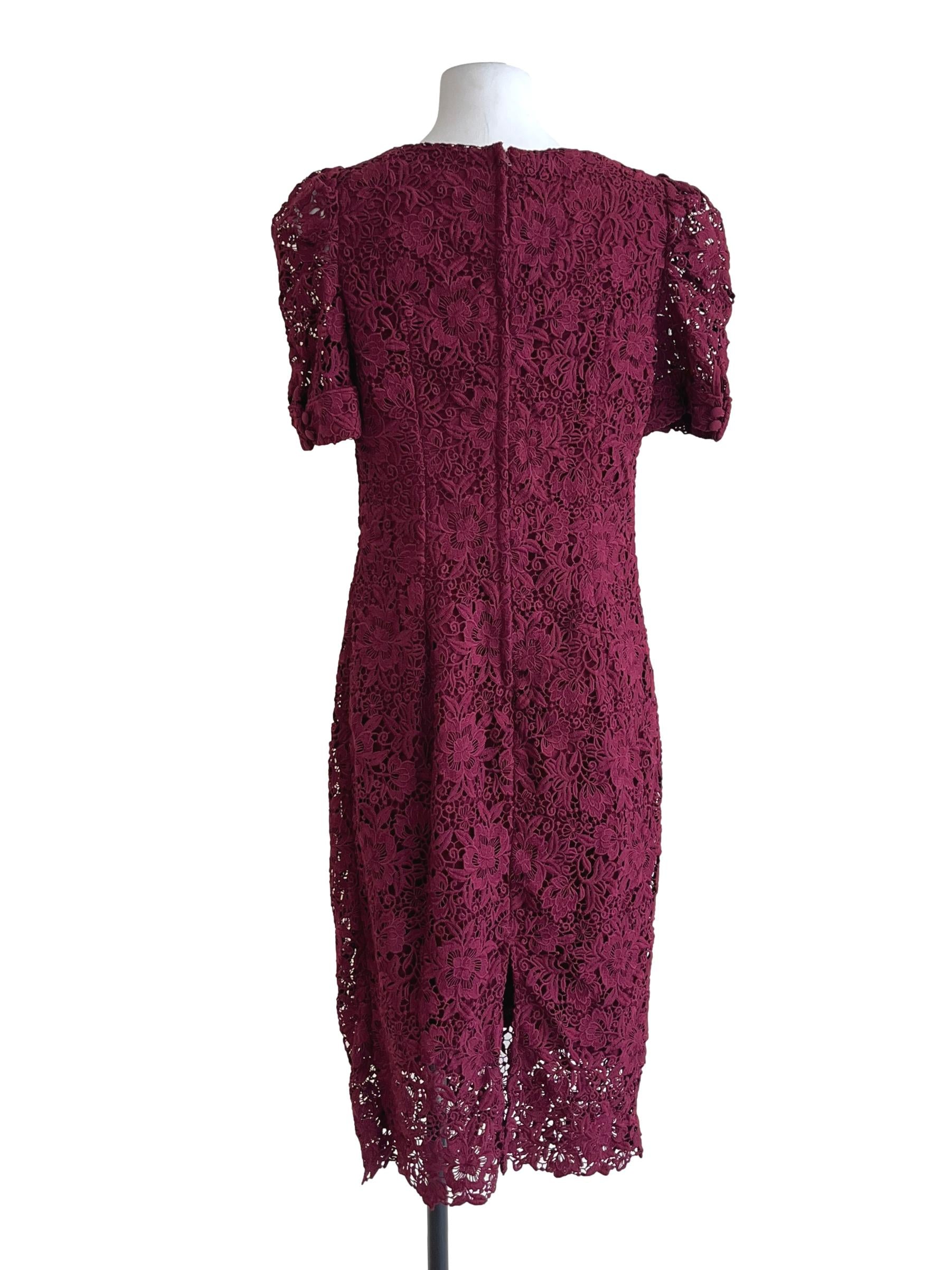 Wine Red Lace Bodycon Dress