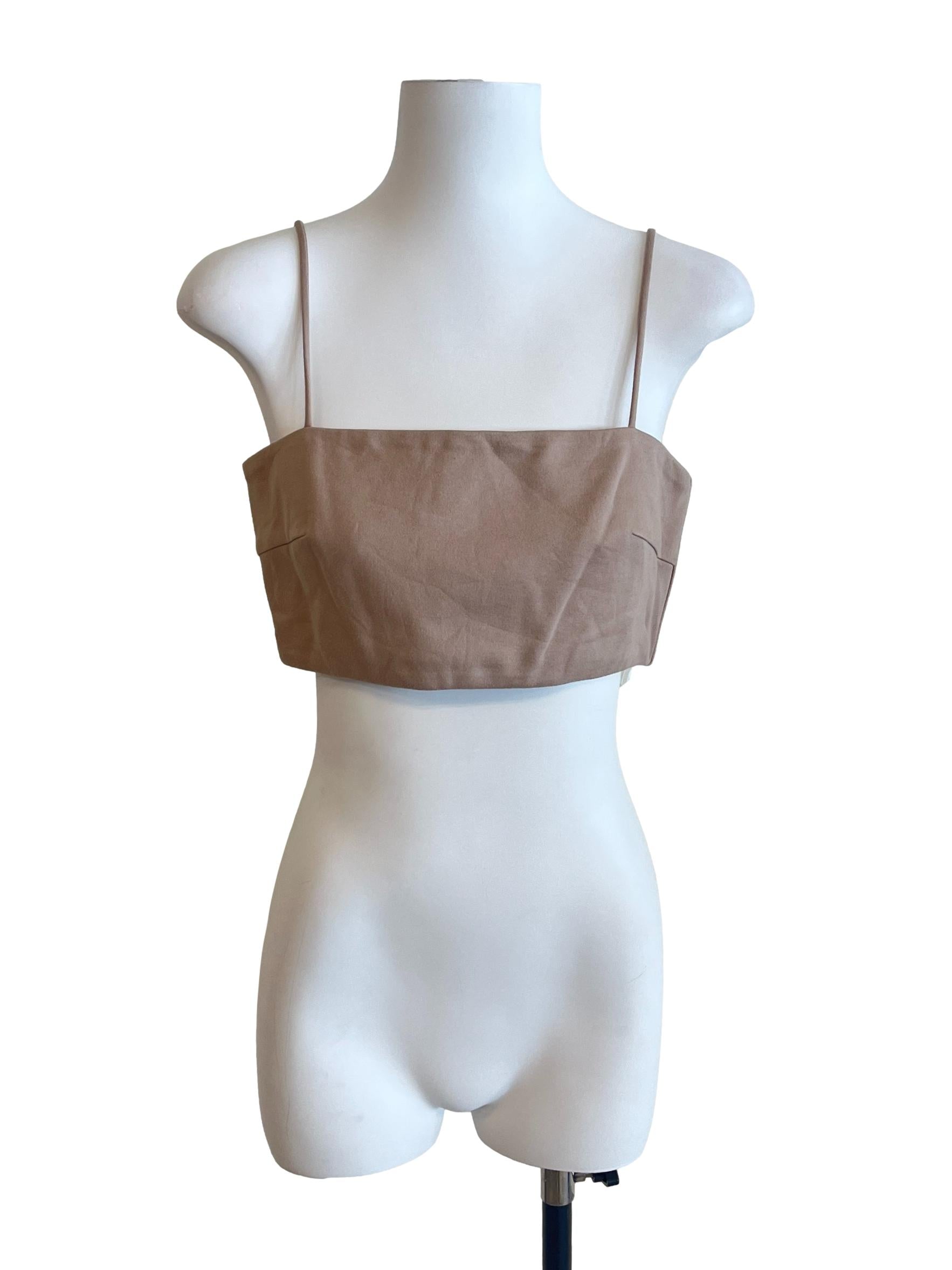Sand Brown Square Crop Top LB