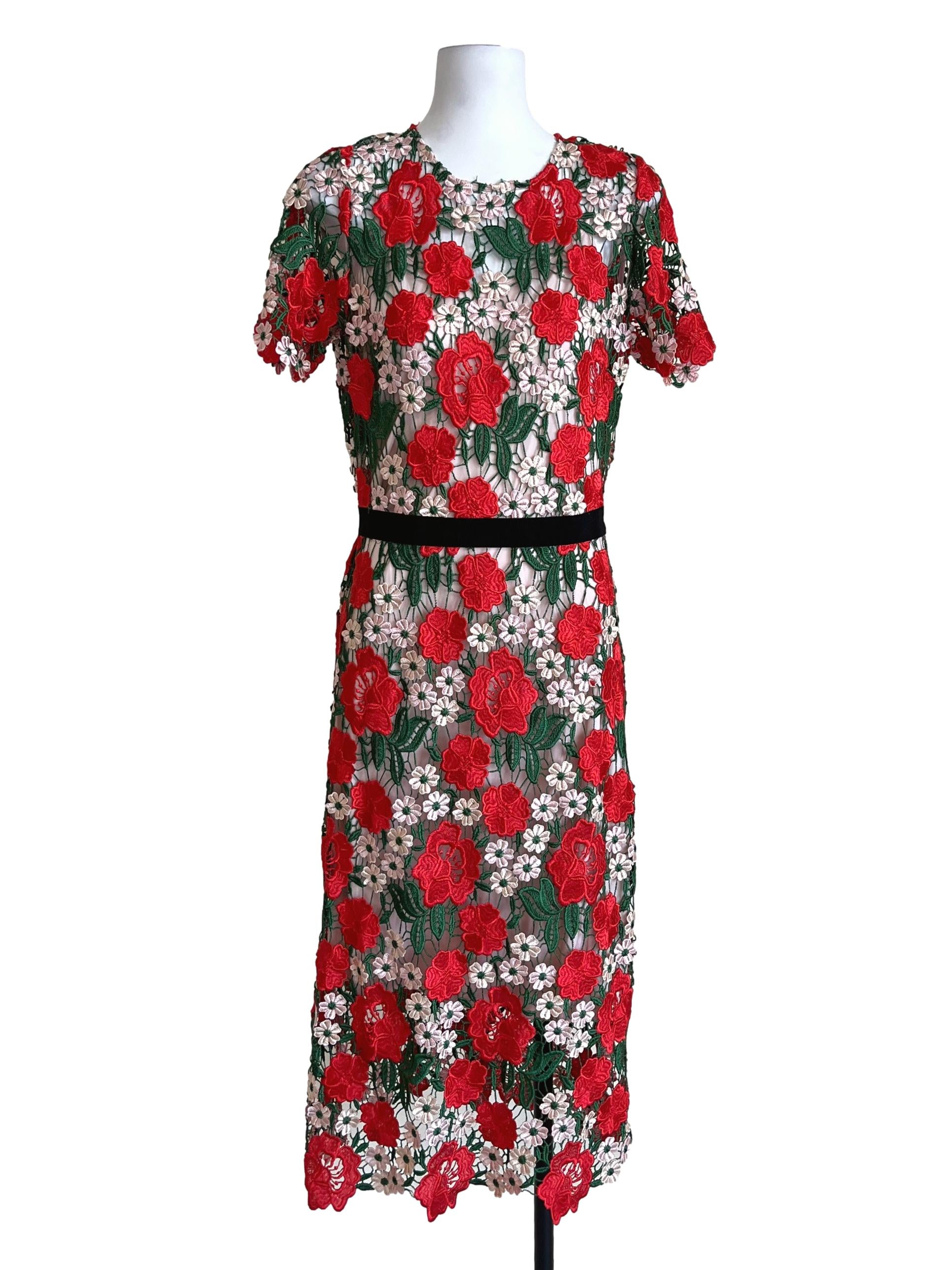 Rose Red Slip Floral Lace Dress