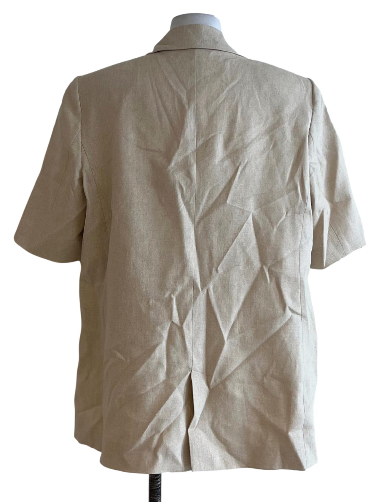 Beige Wing Collar Single-Breasted Blazer