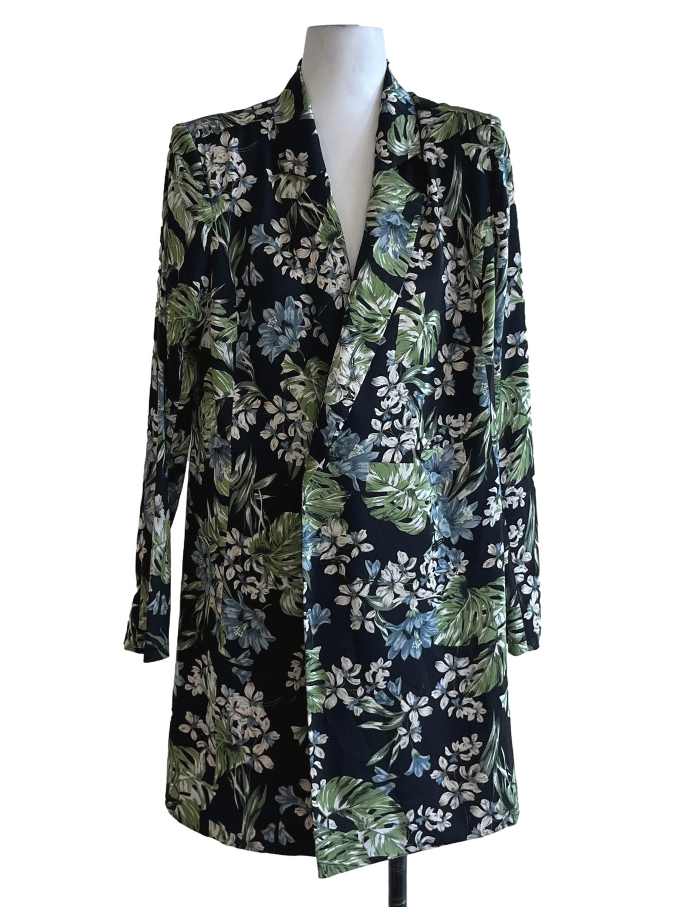 Black Floral Chesterfield Single Breasted Blazer