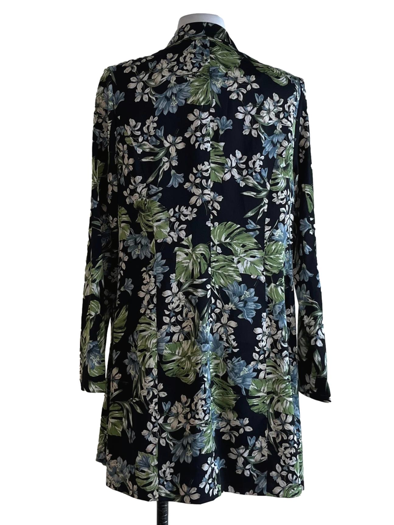 Black Floral Chesterfield Single Breasted Blazer