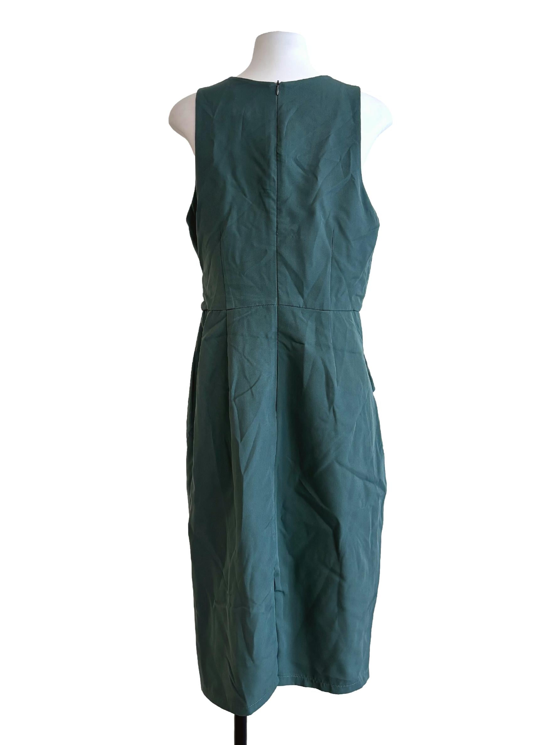 Basil Green Sleeveless Peplum Dress