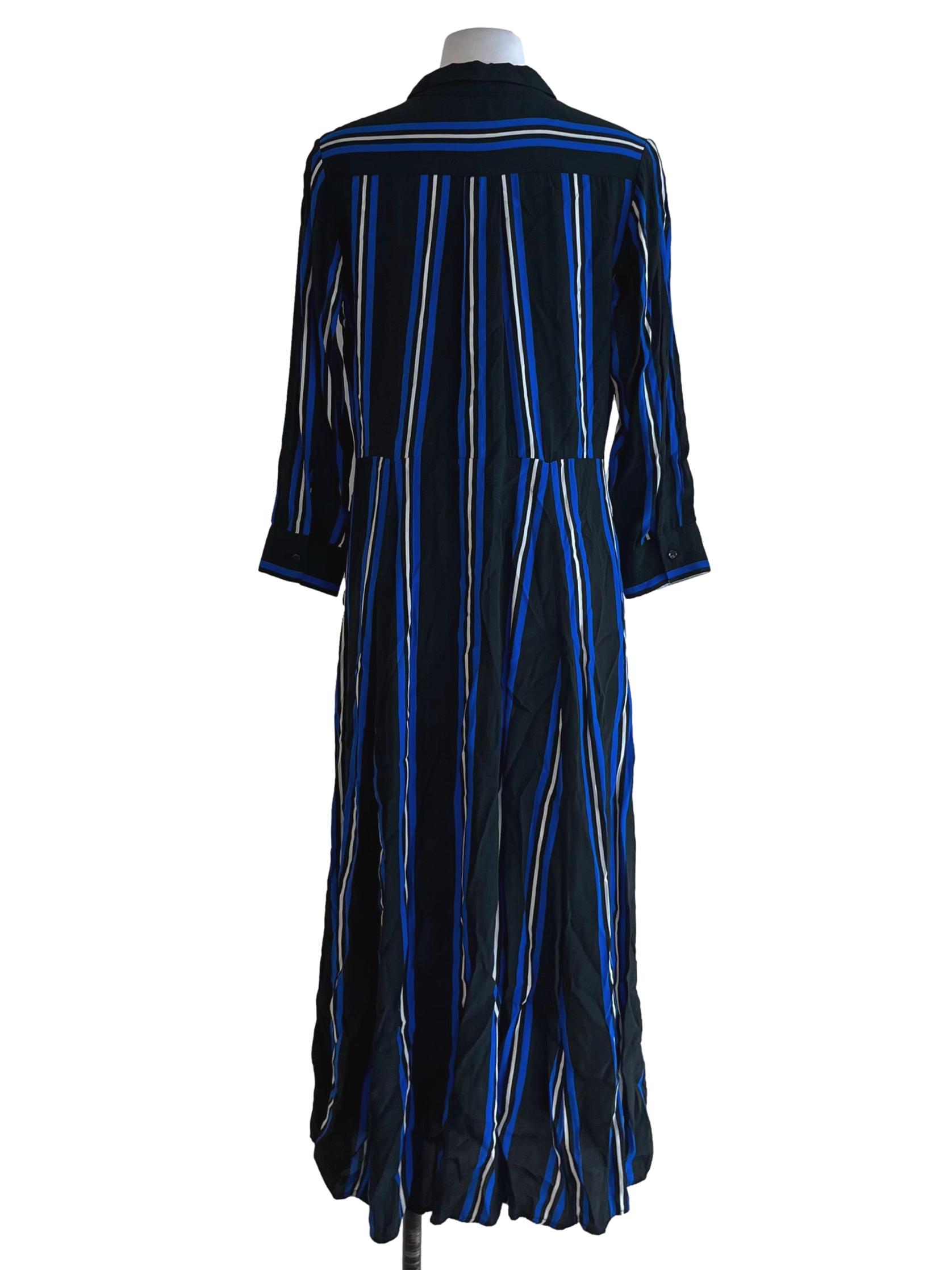Black Awning Stripe Empire Dress