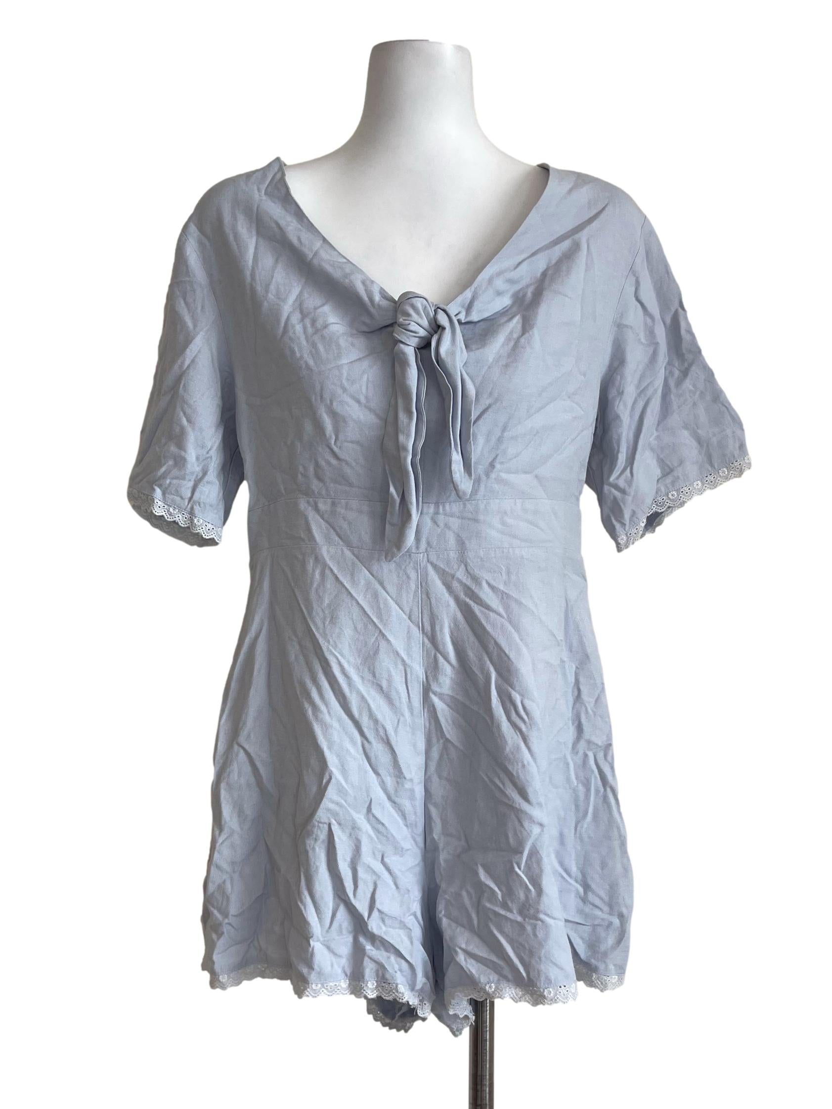 Baby Blue Lacey Sleeves Romper