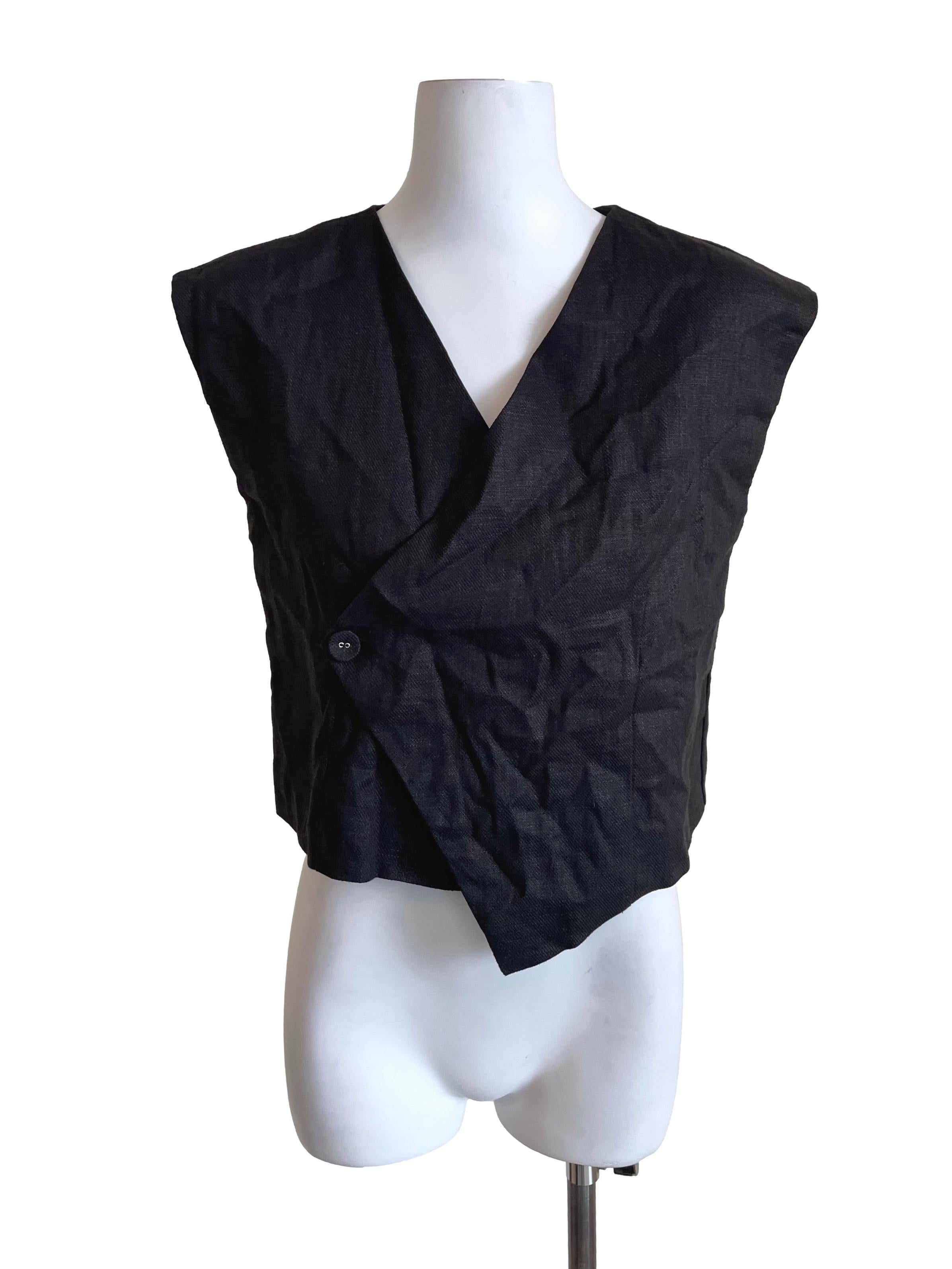 Black One Button Short Vest