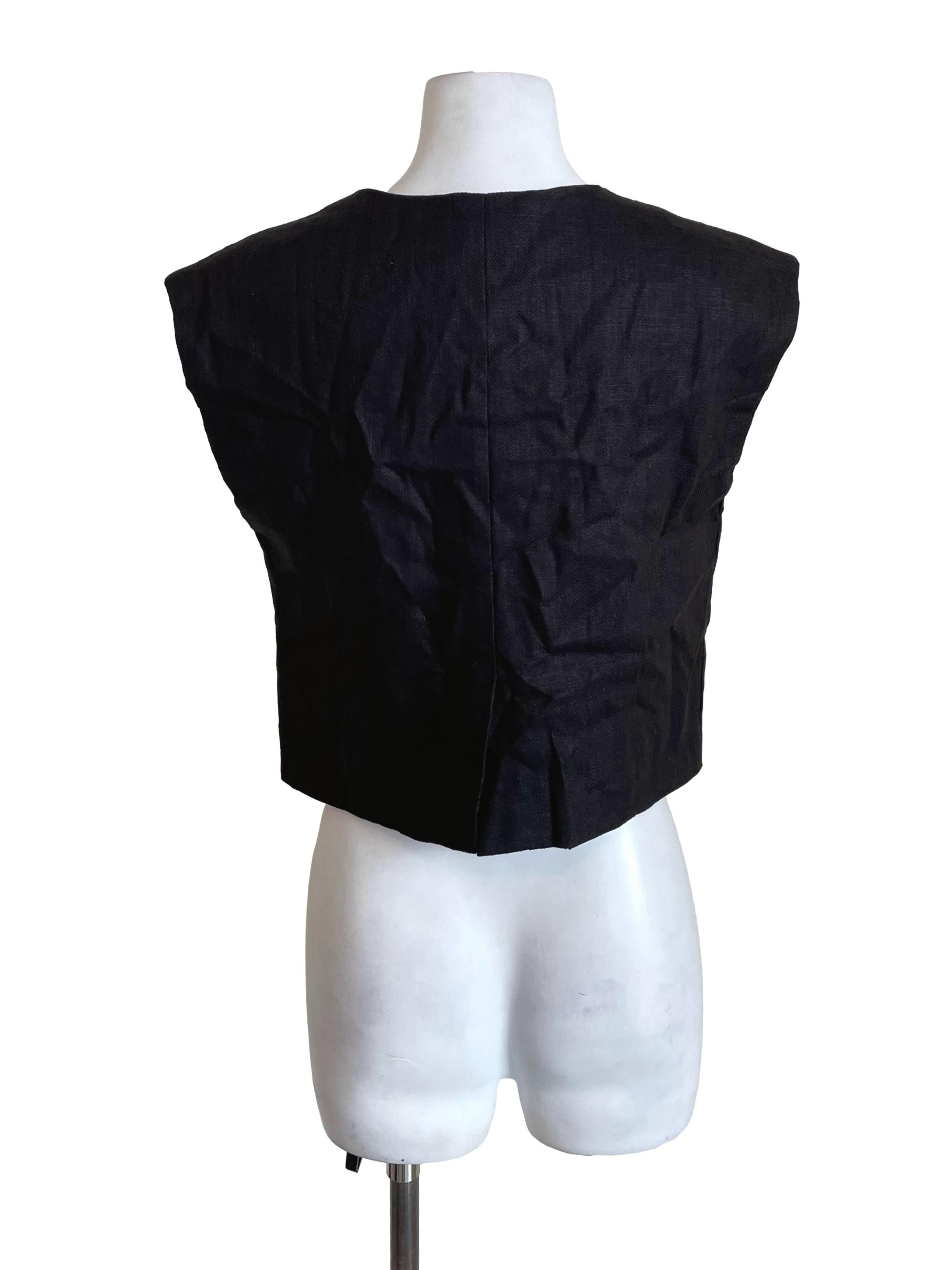 Black One Button Short Vest
