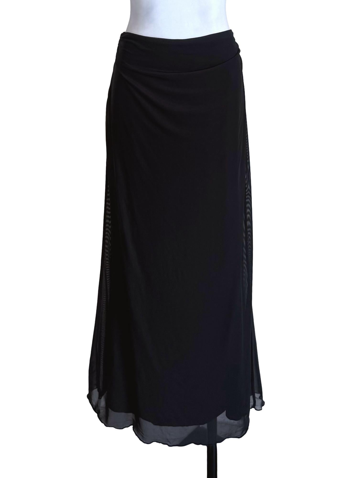 Black Draped Mesh Pencil Skirt TTR