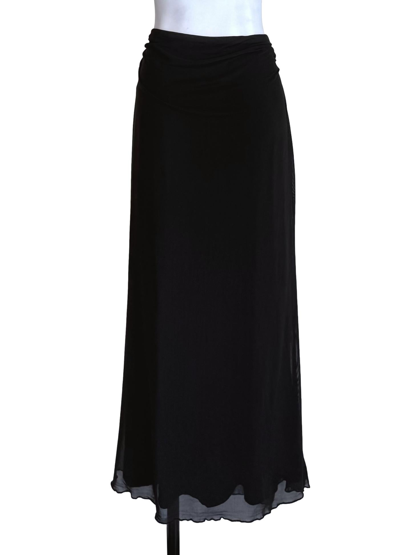 Black Draped Mesh Pencil Skirt TTR