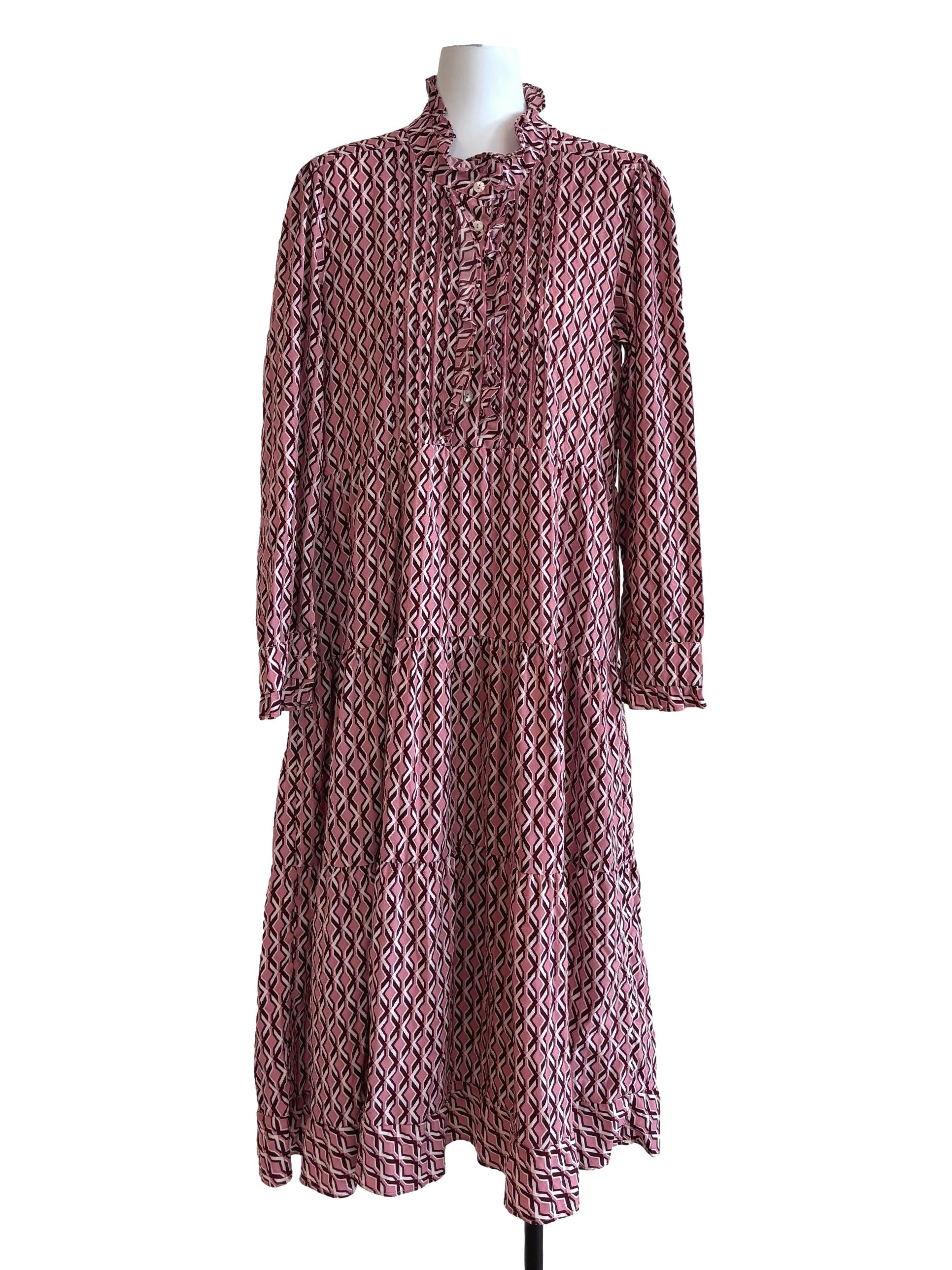 Blush Pink Long Sleeve Tier Dress