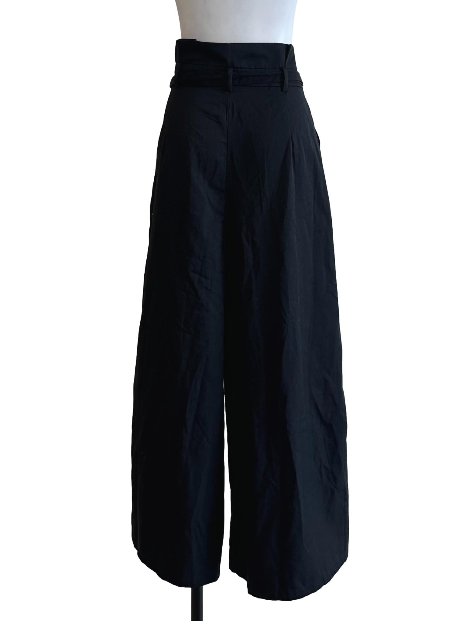 Raven Black High Waist Wide Leg Pants