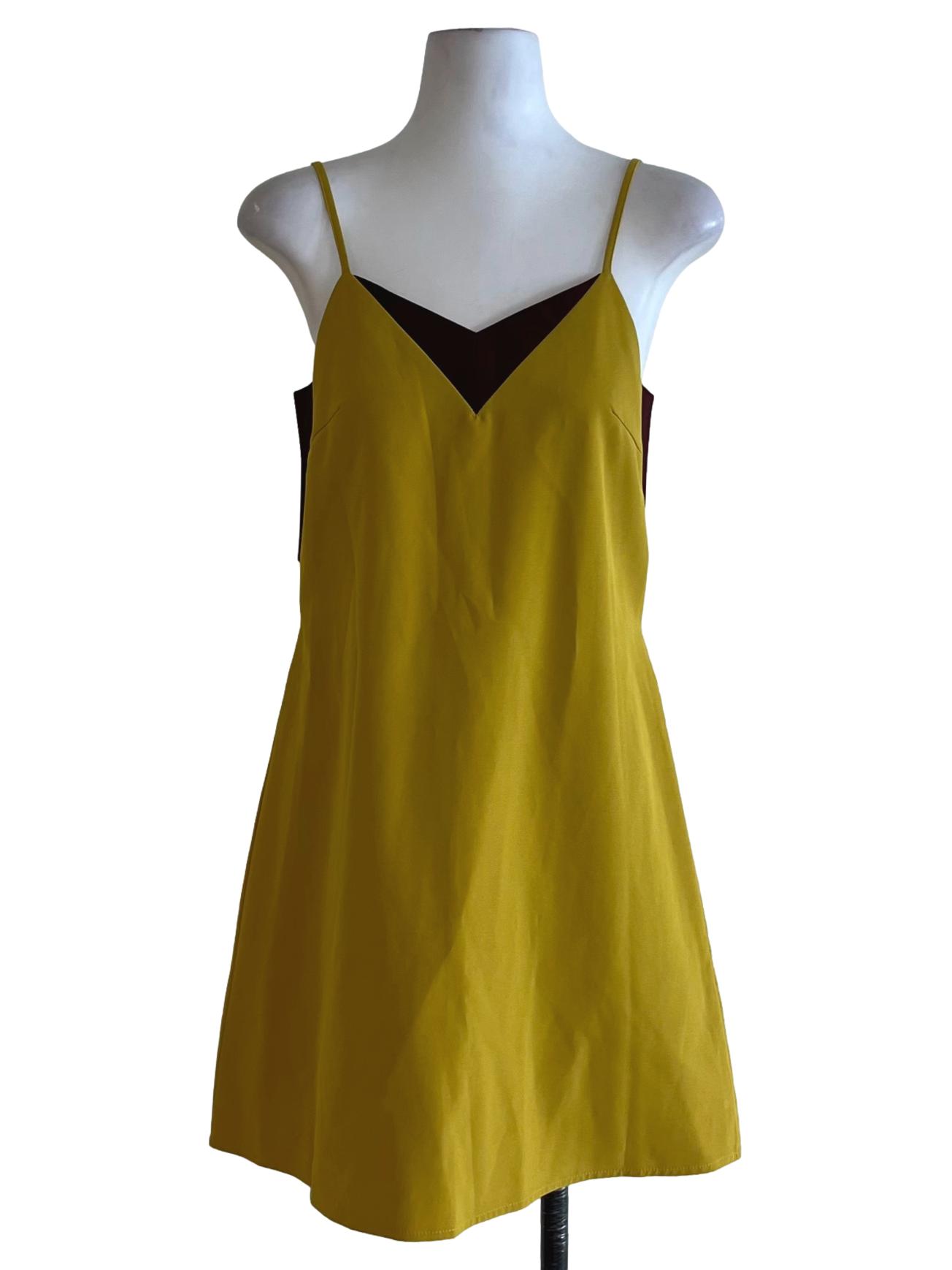 Canary Yellow V-Neckline Shift Dress