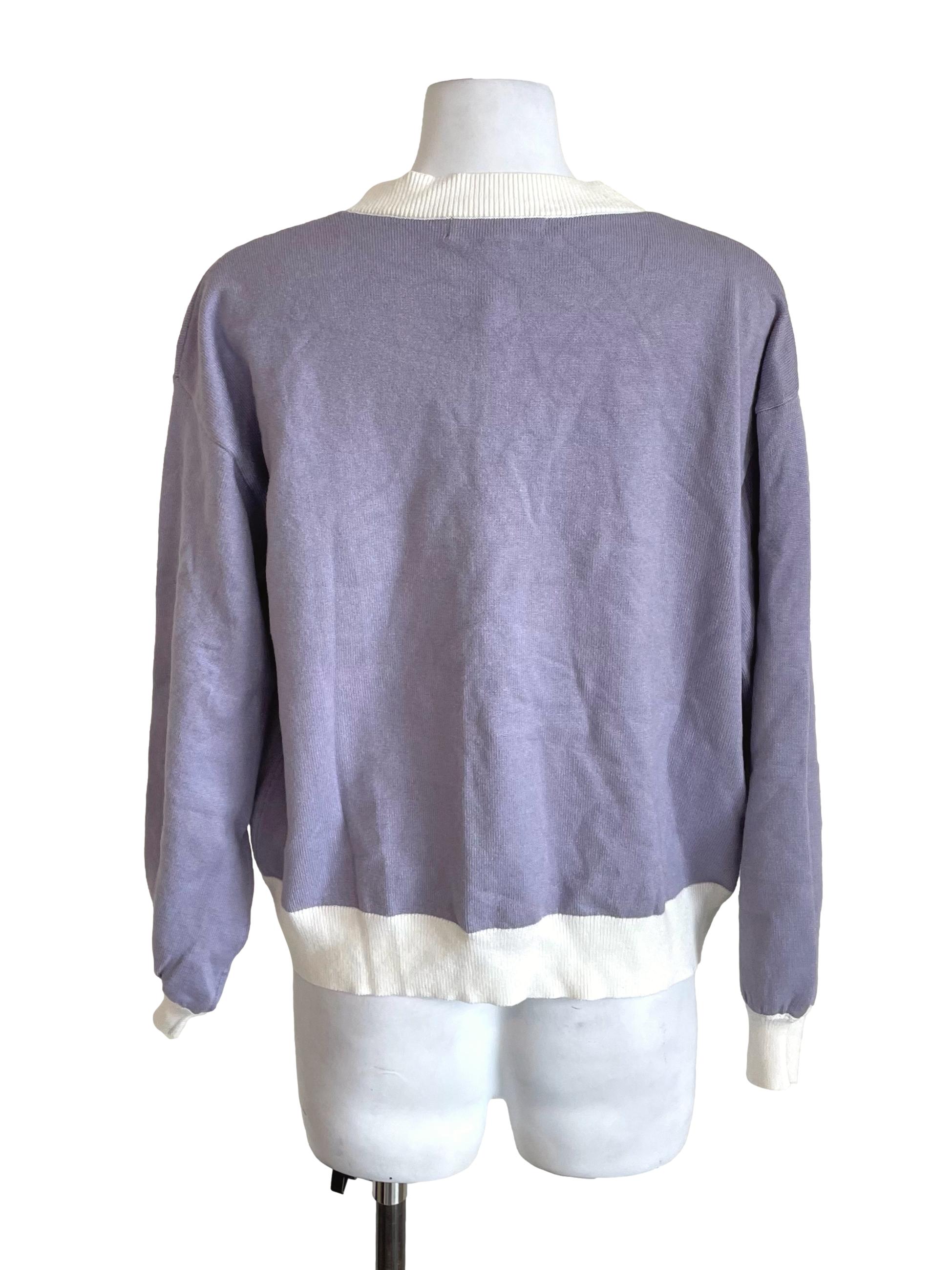 Lilac White Trace Donald Cardigan