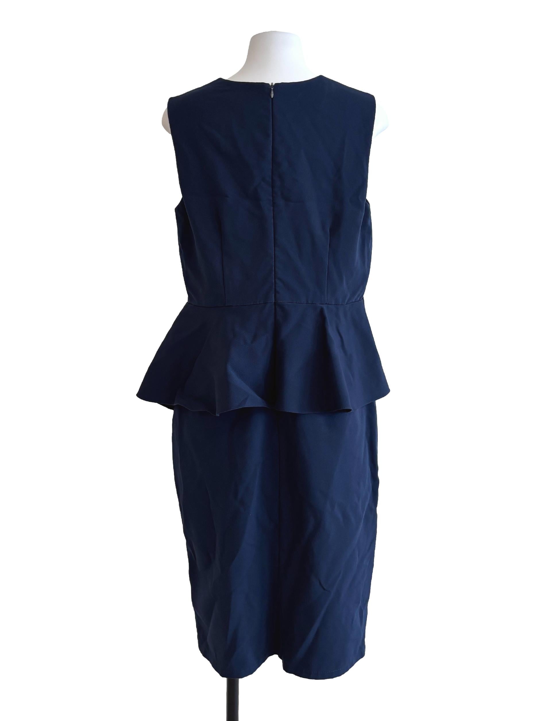 Navy Blue Sleeveless Peplum Dress
