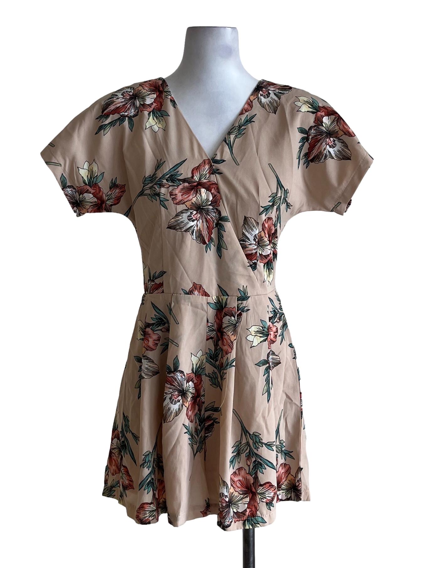 Tortilla Brown Floral Empire Dress