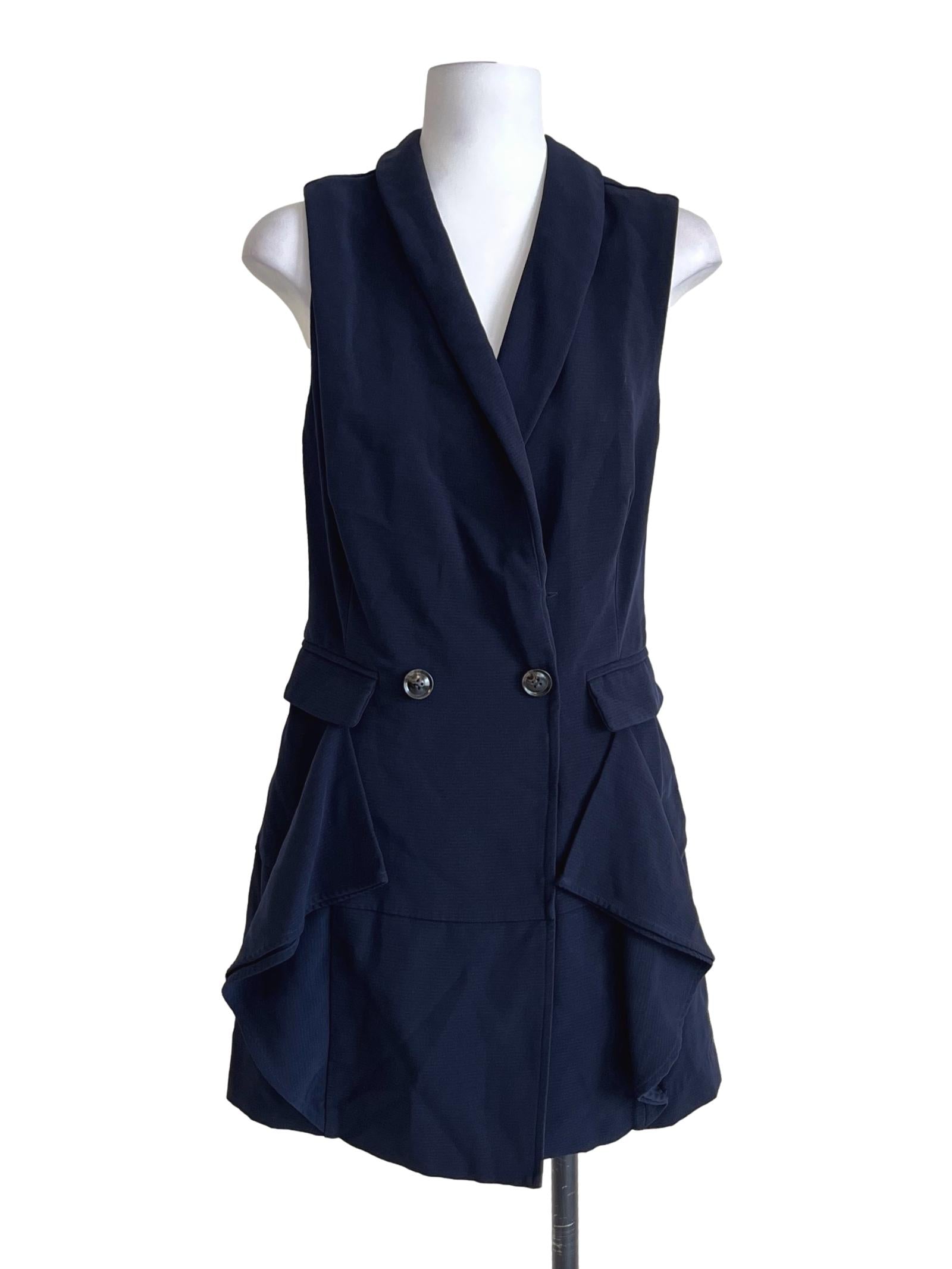 Navy Blue Mini Vest Dress