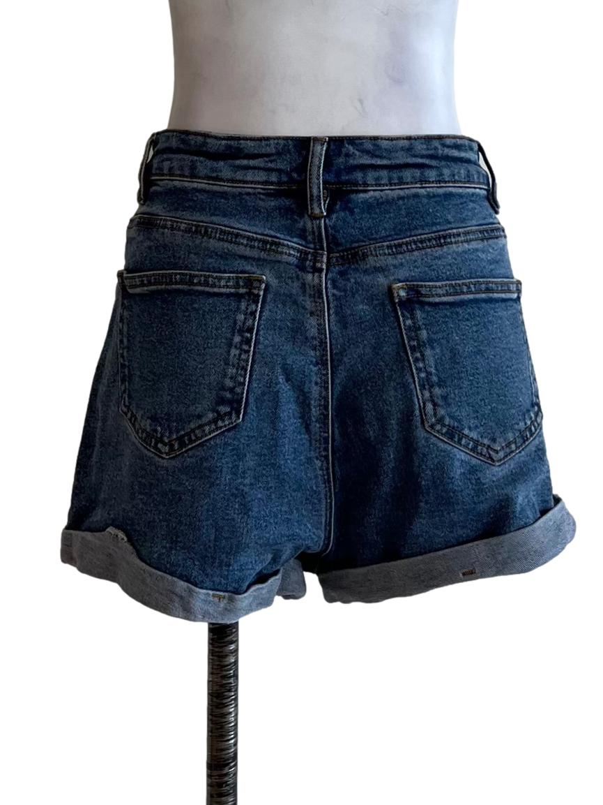 Blue Denim High-Waisted Shorts