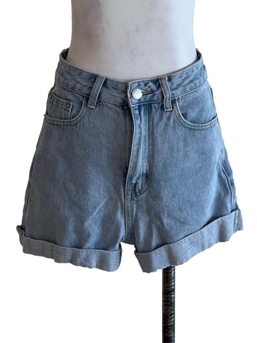 Sky Blue High-Waisted Jean Shorts