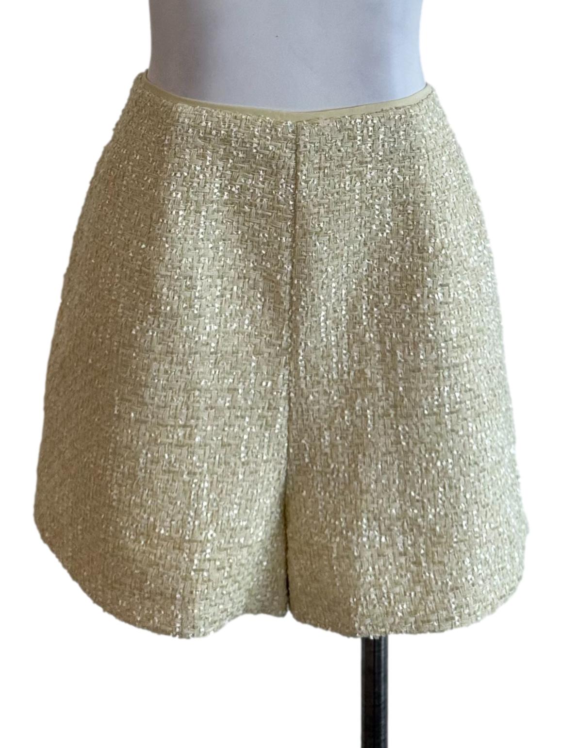 Butter Yellow Tweed Textured Shorts