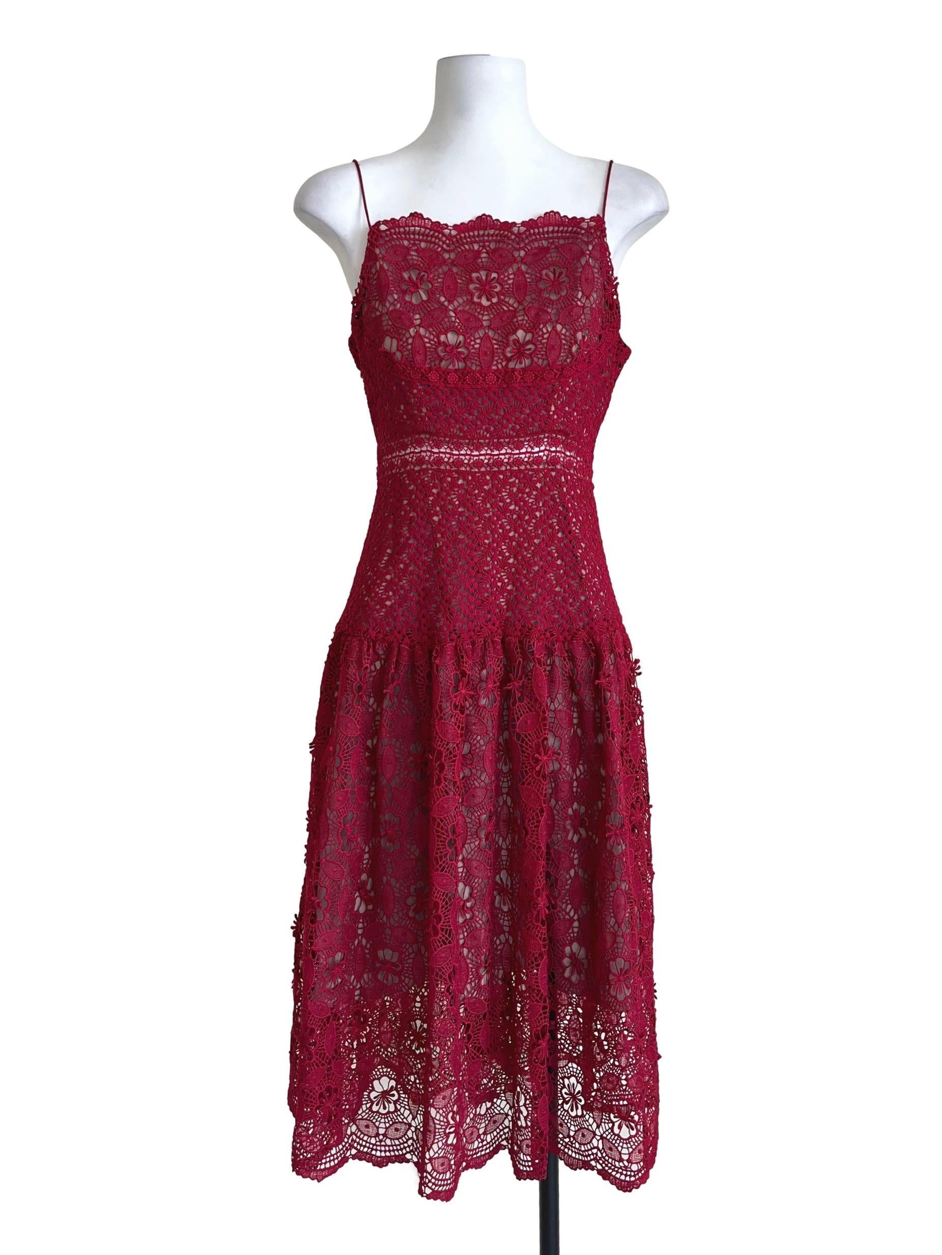 Cherry Red Lace Sun Dresses