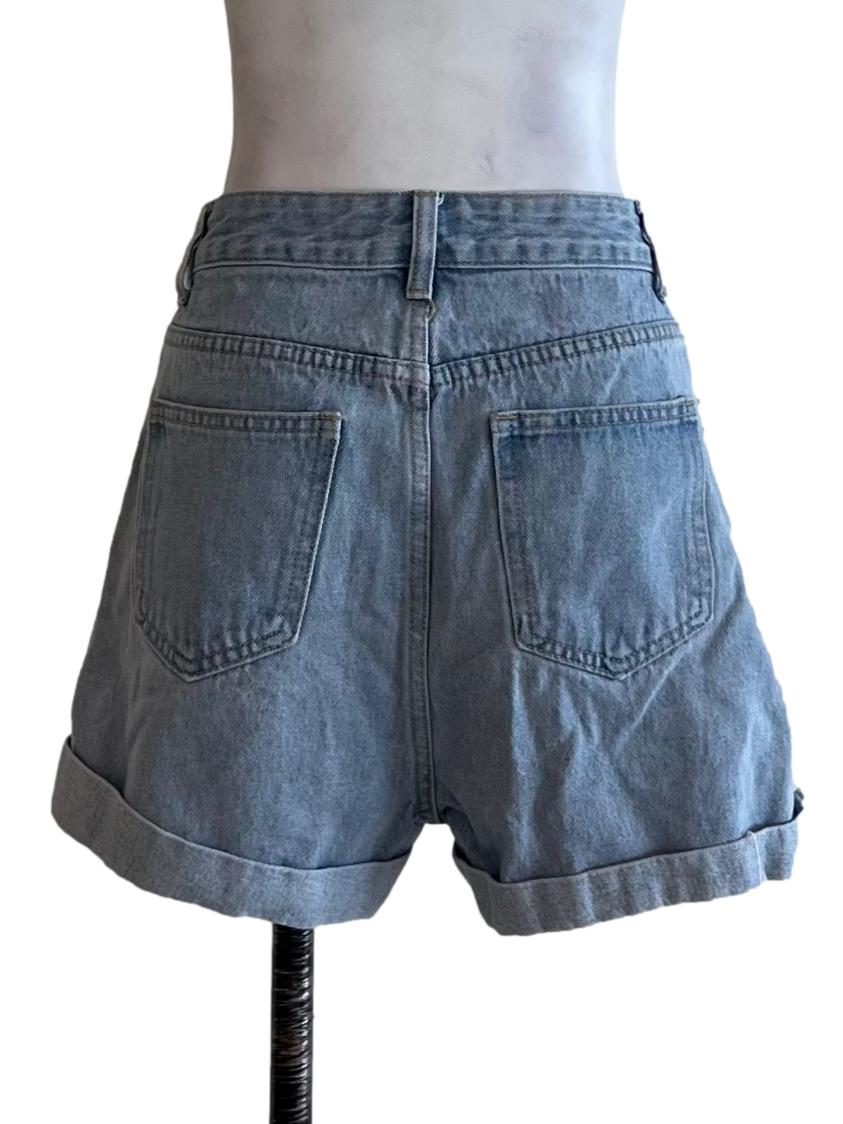 Sky Blue High-Waisted Jean Shorts