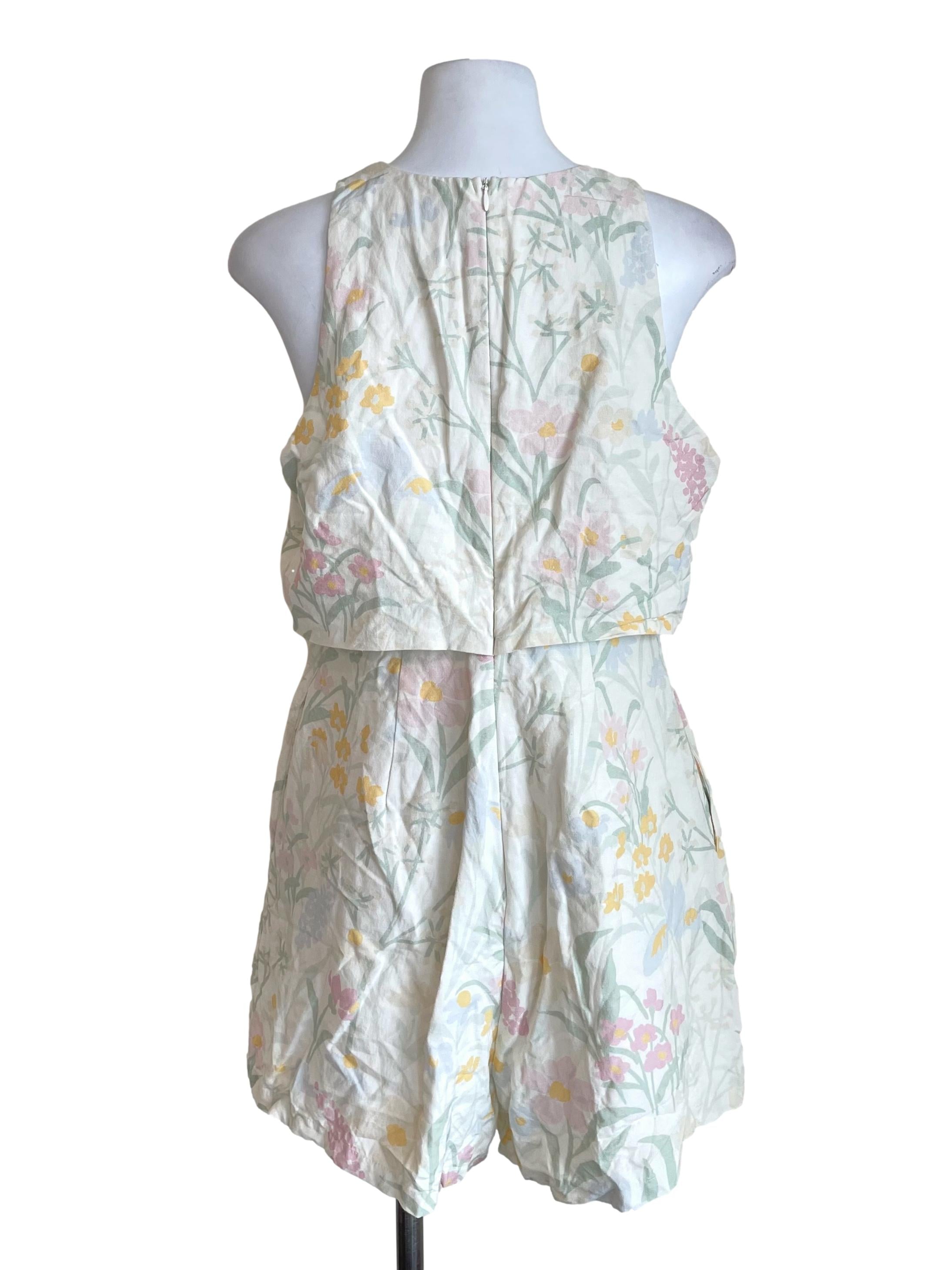 Cream Floral Fake Two Piece Romper TCL