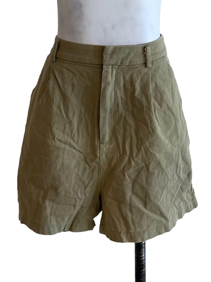 Beige Plain Shorts
