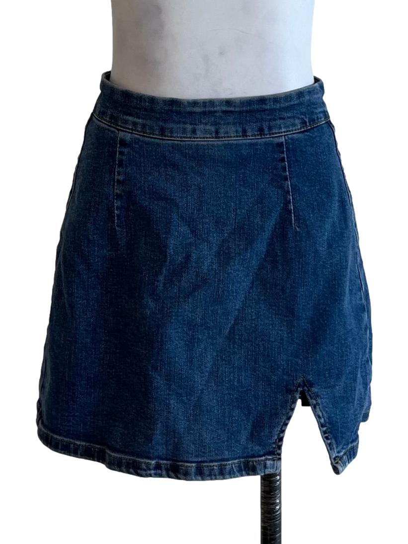 Blue Denim High-Waisted Mini Skirt