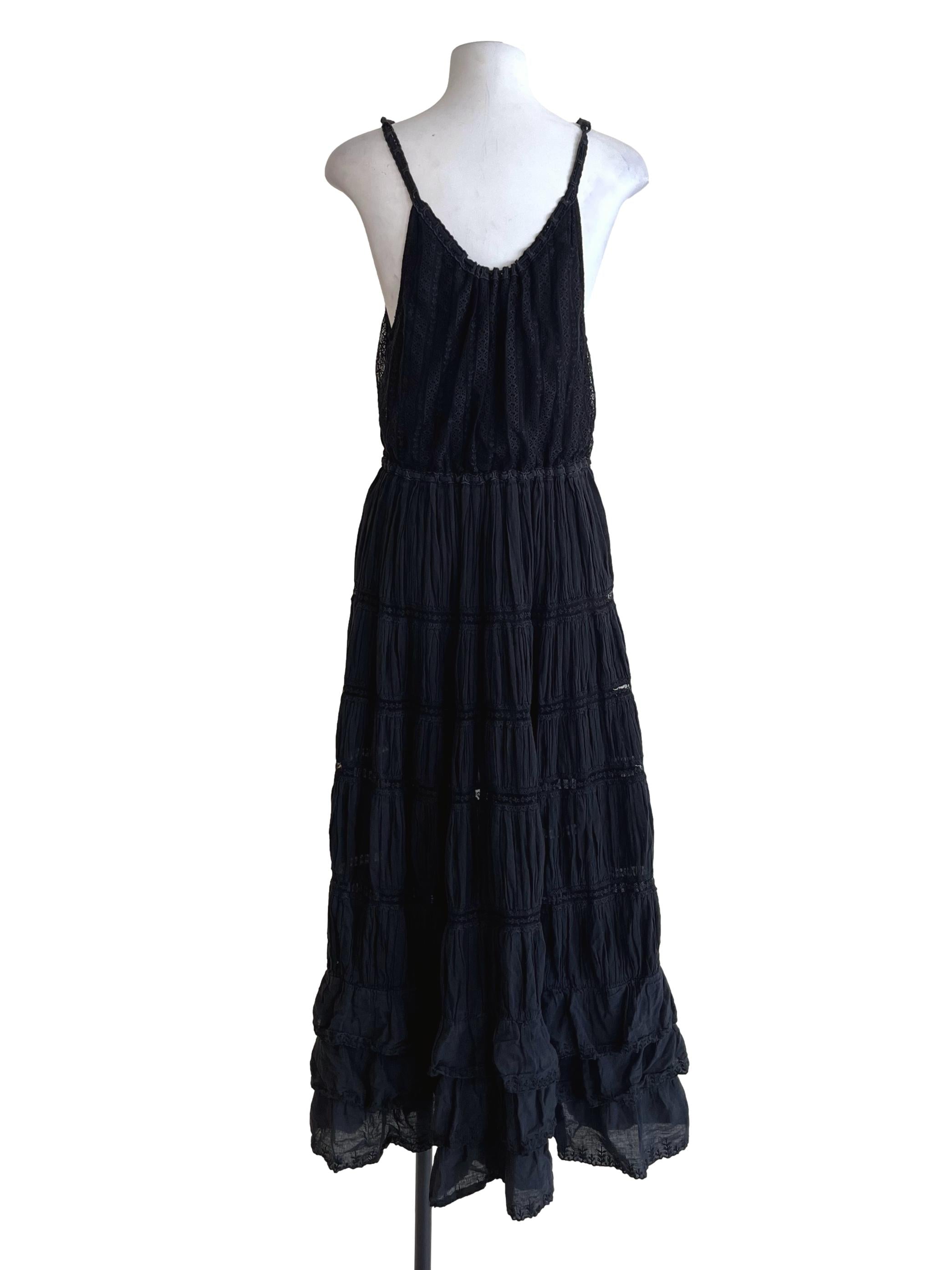 Onyx Black Spaghetti Strap Flowy Dress