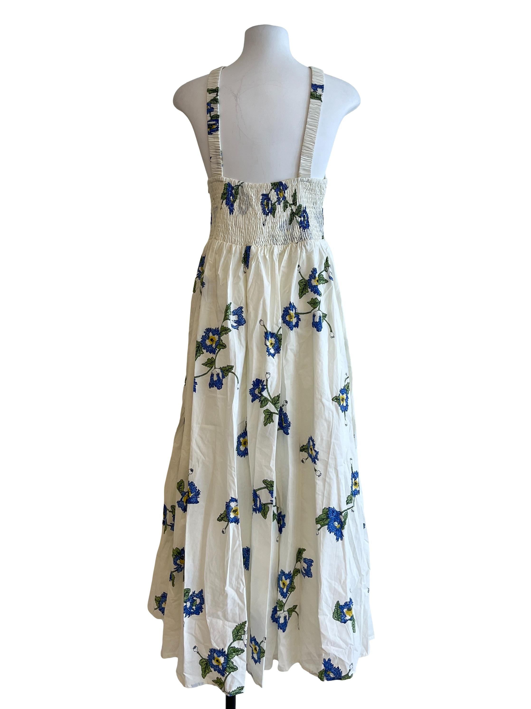 White Blue Flower Printed Dress