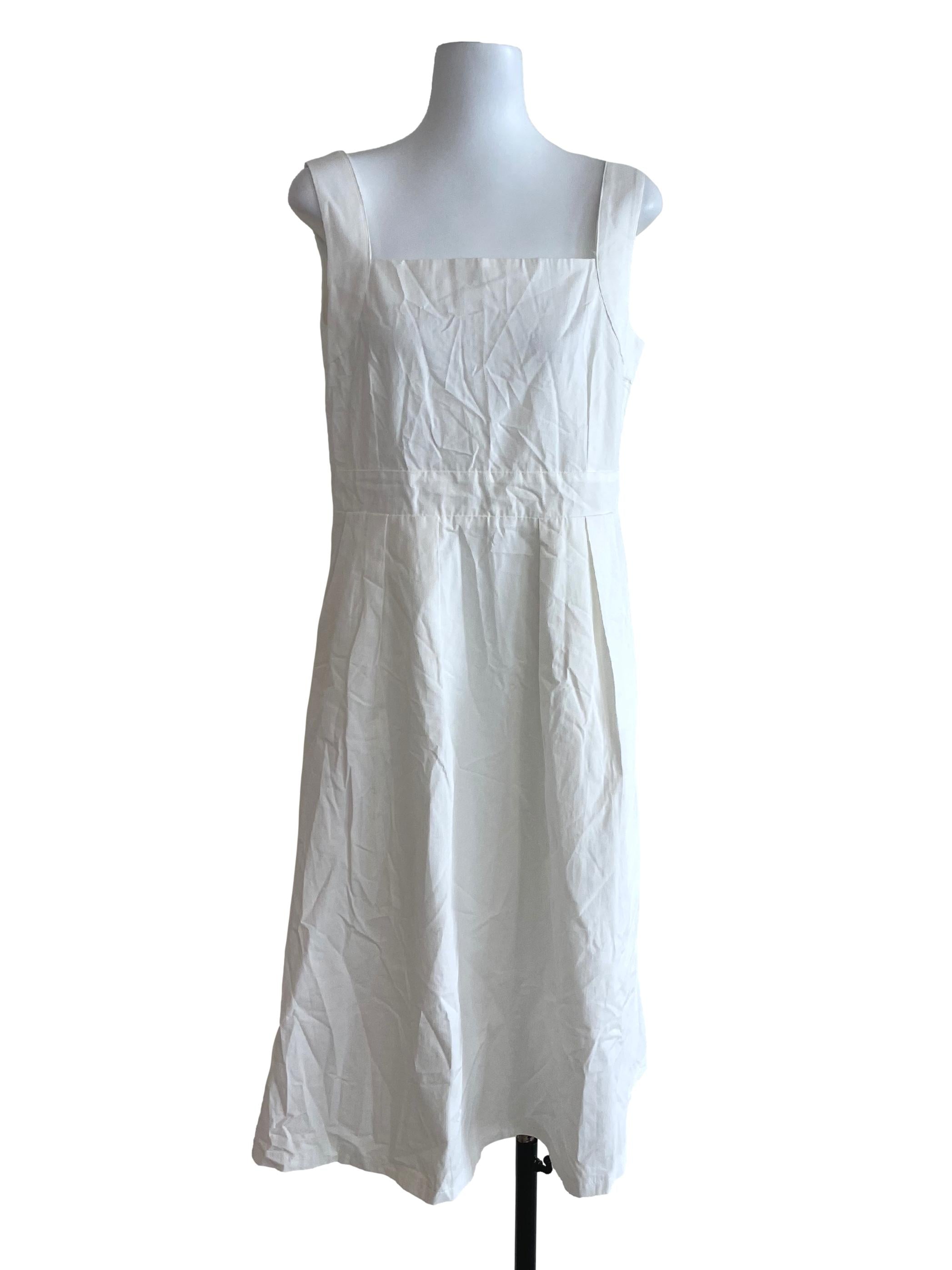 White Plain Sleeveless Dress | REFASH