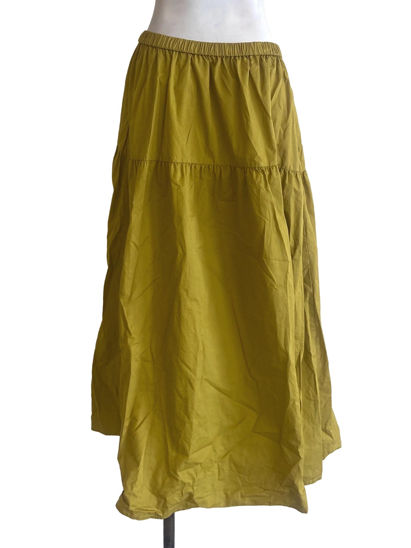 Cotton Gathered Seam Midi Skirt OSN