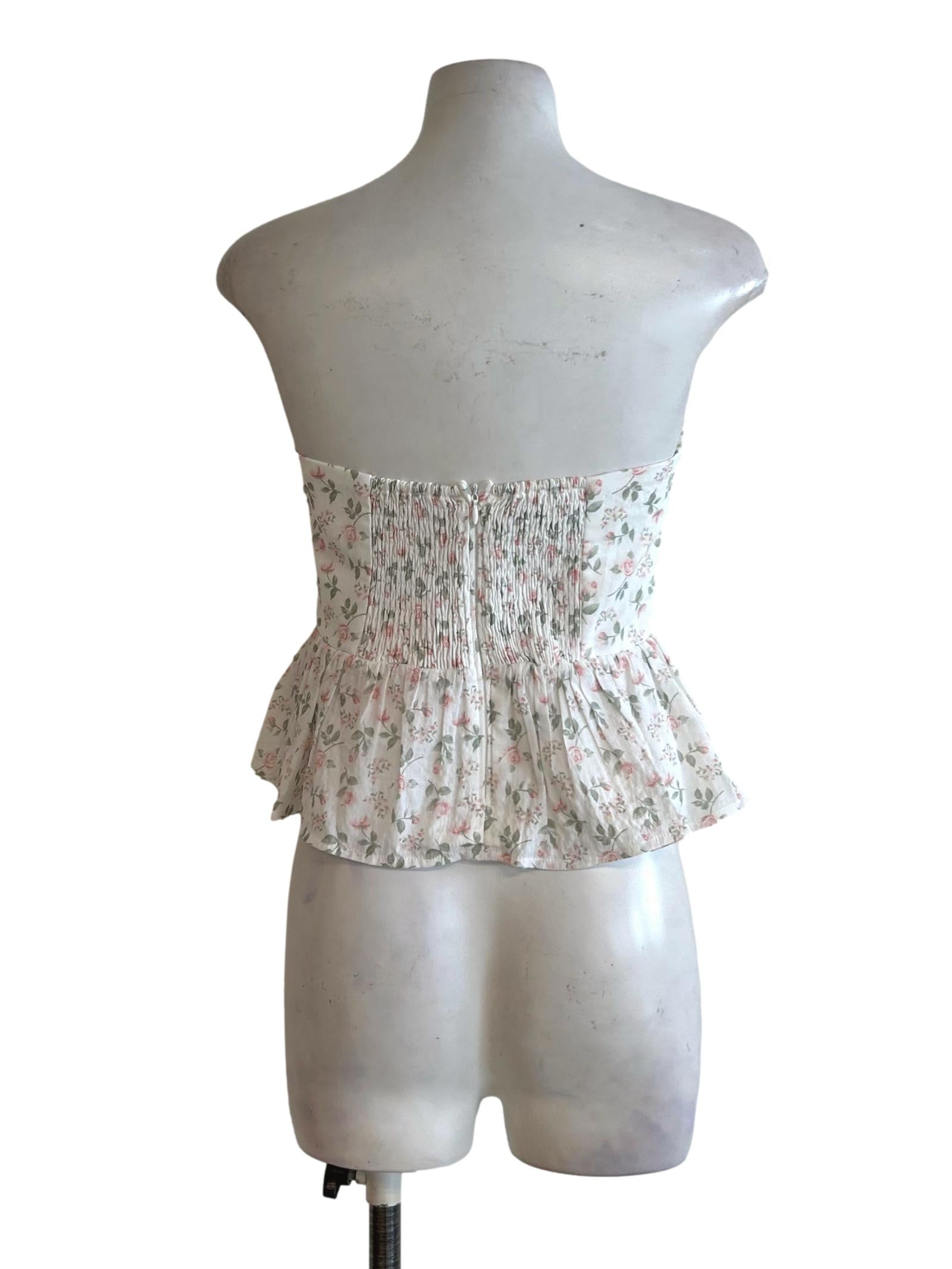 Chiffon White Floral Padded Tube Top