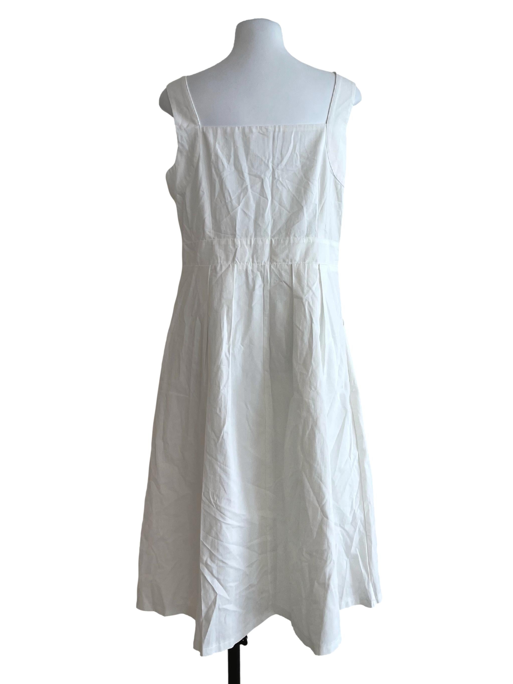 White Plain Sleeveless Dress | REFASH