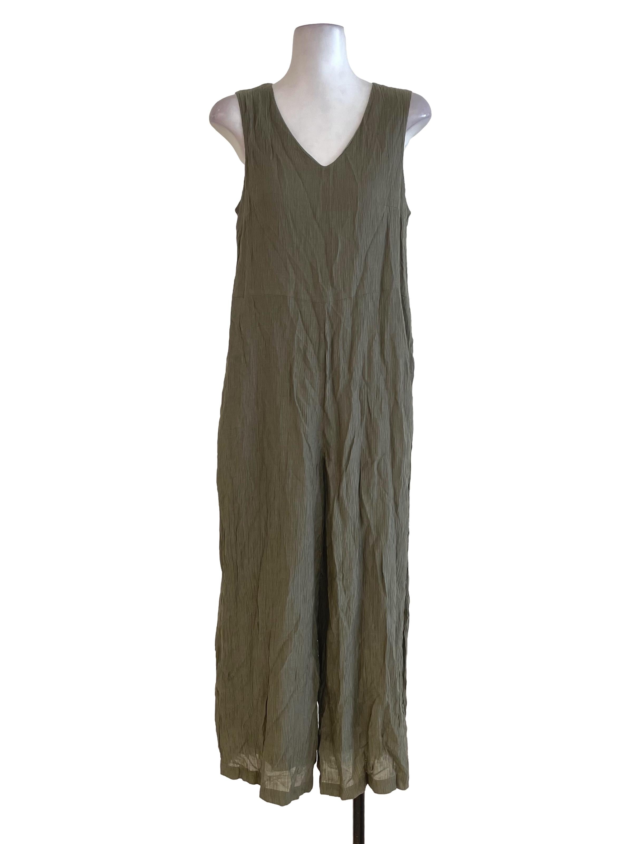Olive Green Creased Jumpsuit