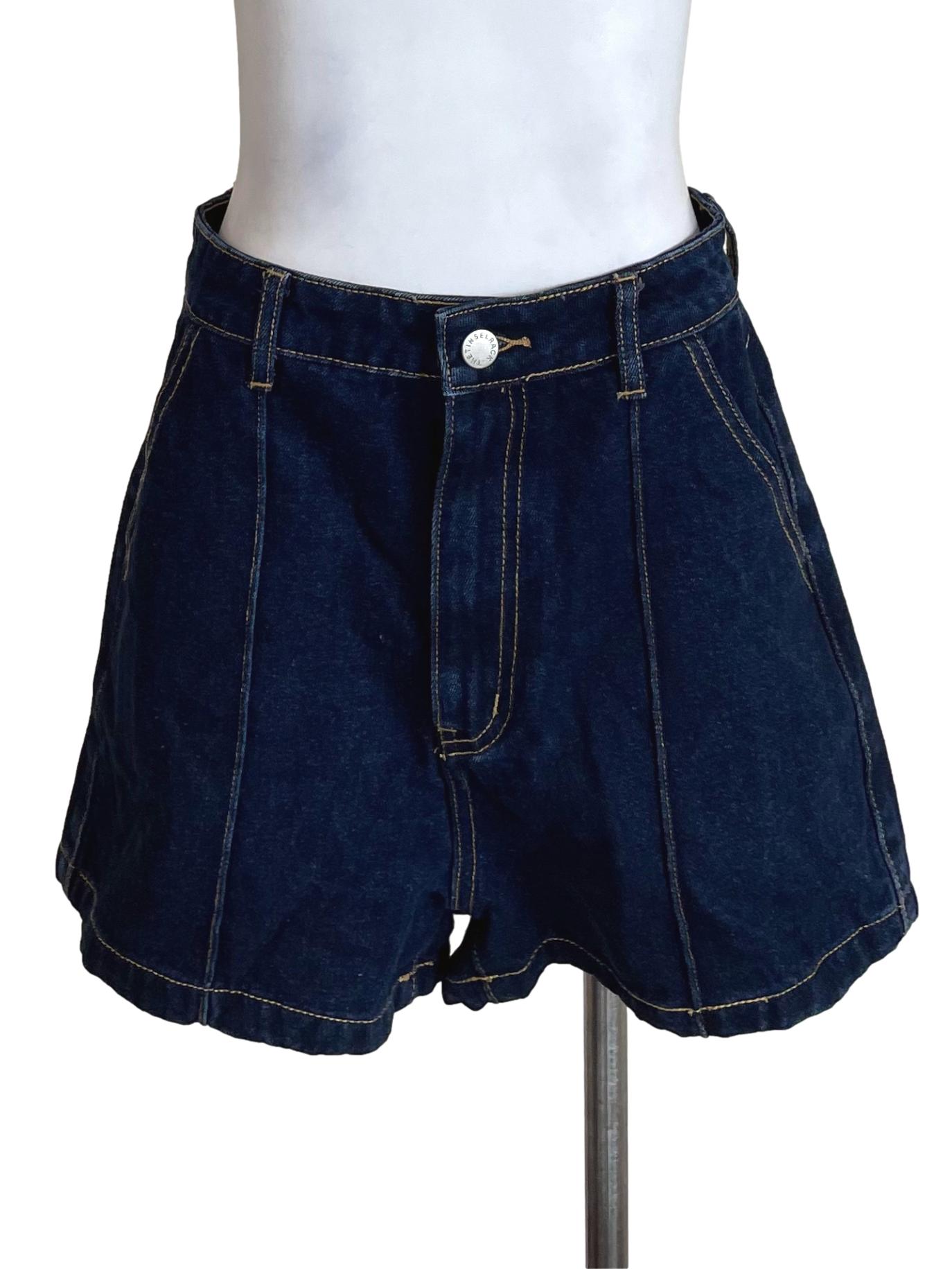 Navy Jeans Contrast Stitch Shorts TTR