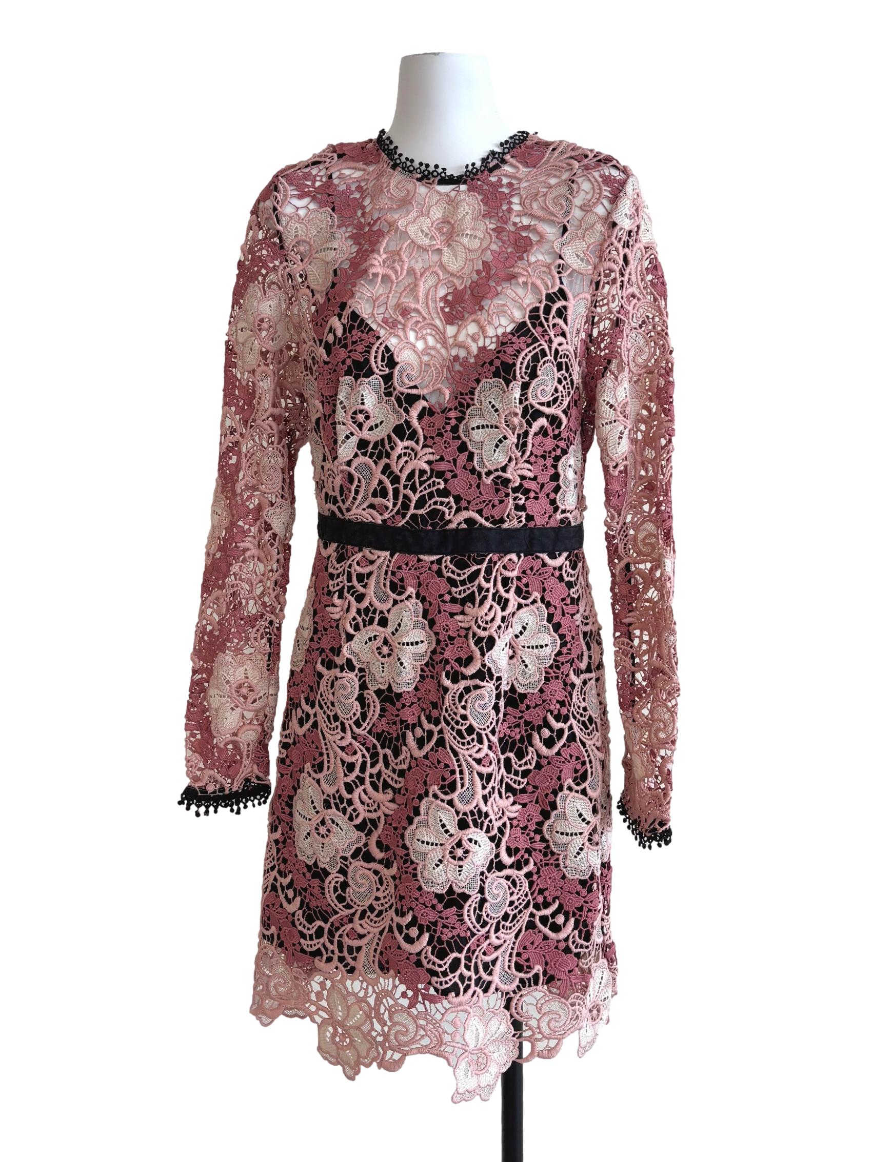 Blush Baby Pink Long Sleeve Lace Dress
