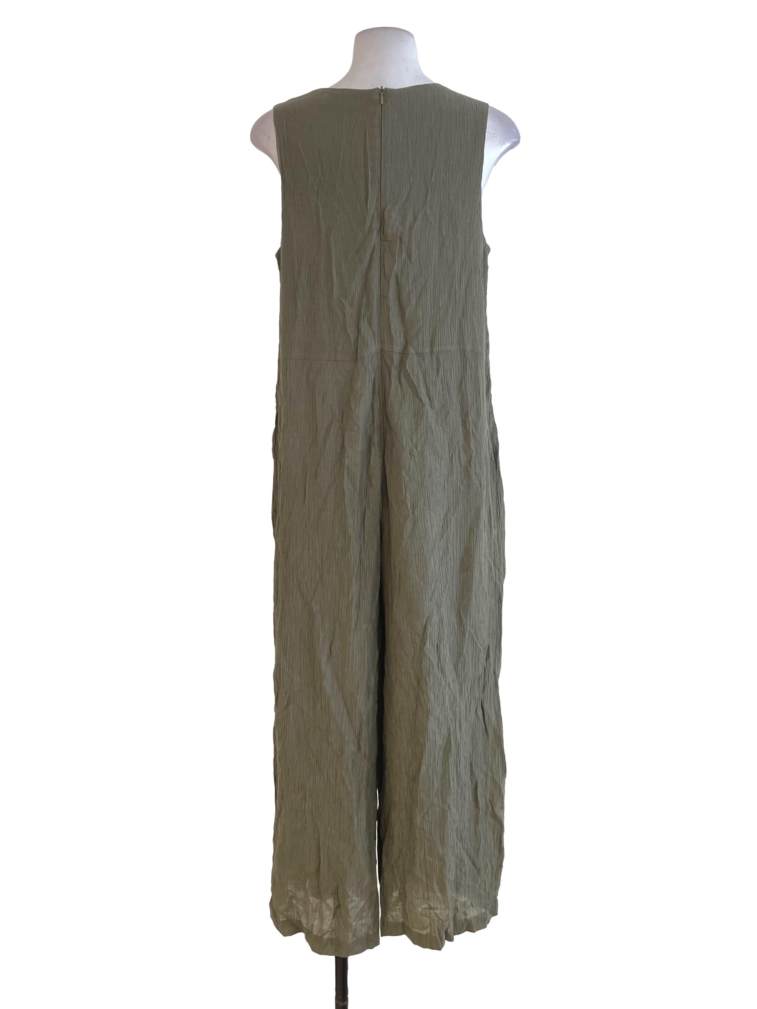 Olive Green Creased Jumpsuit